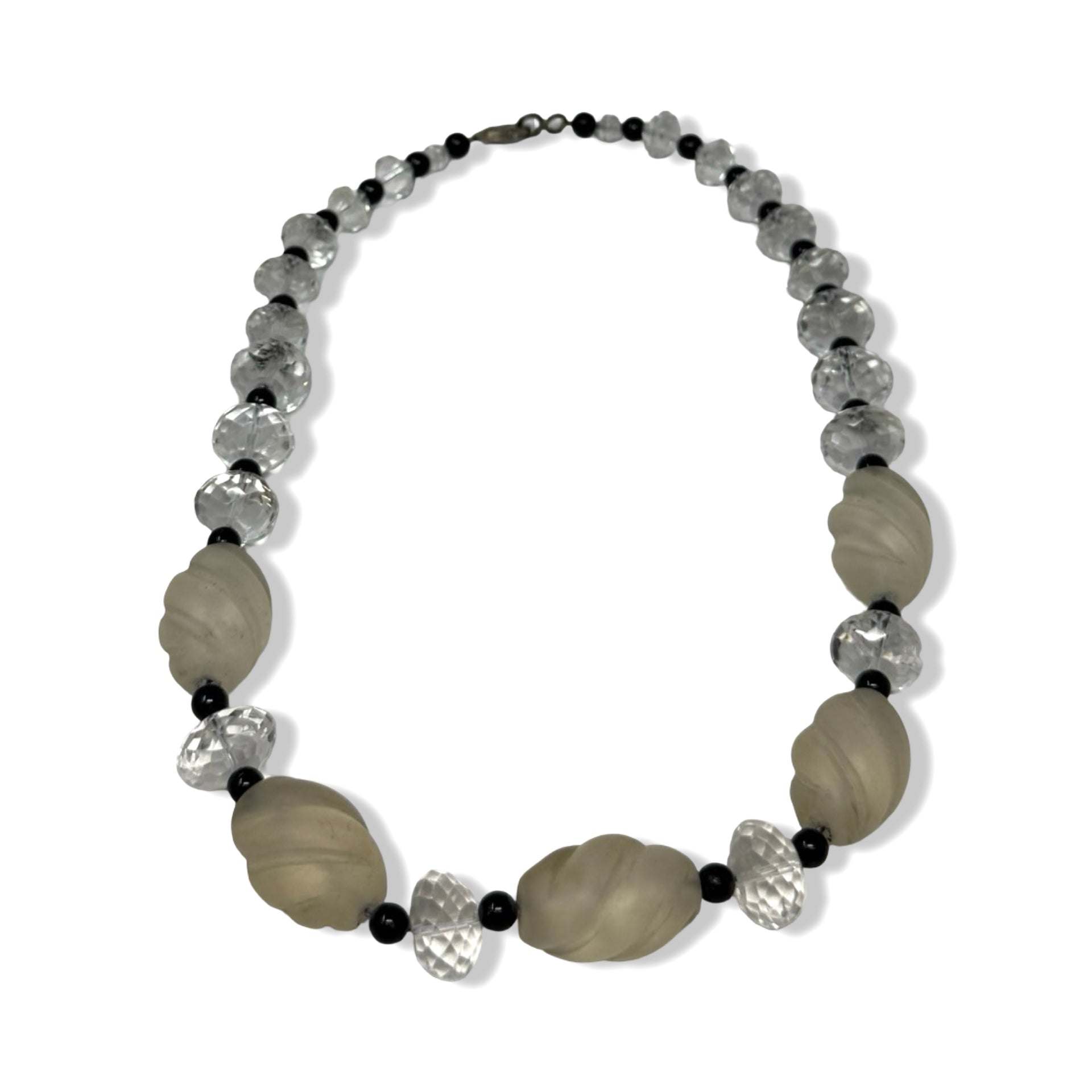 Clear Twisted Bead Statement Necklace