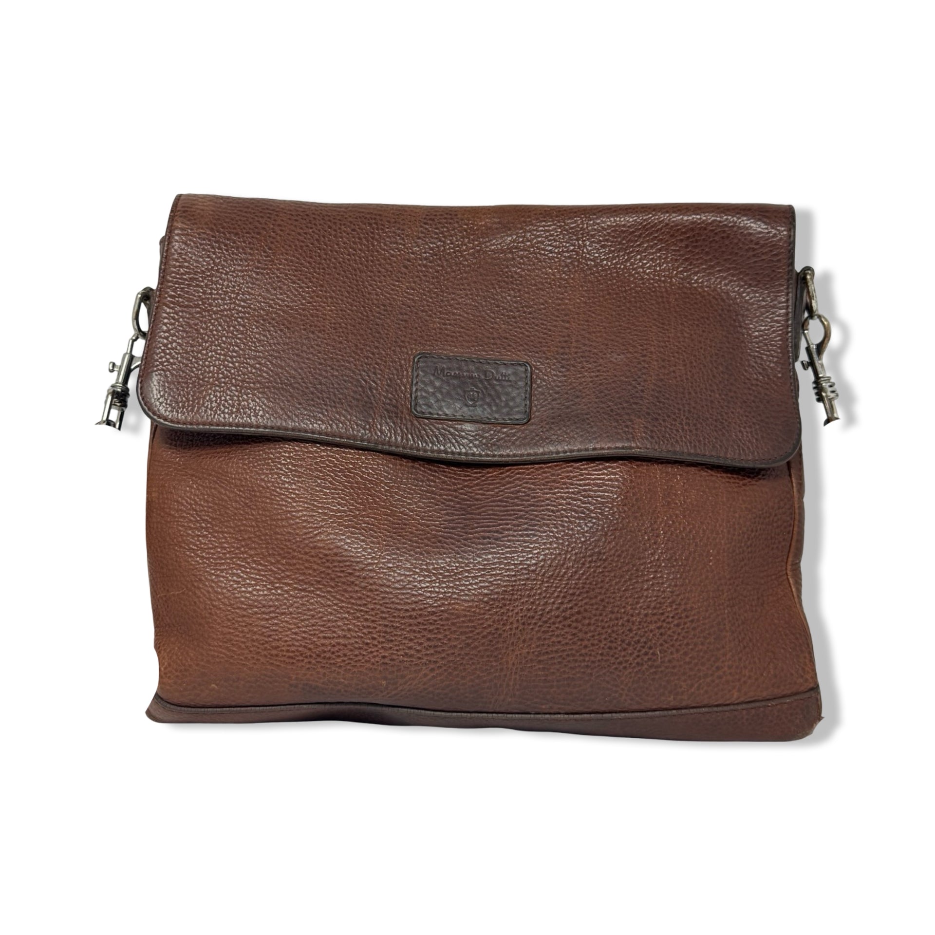 Massimo Dutti Textured Leather Messenger Bag