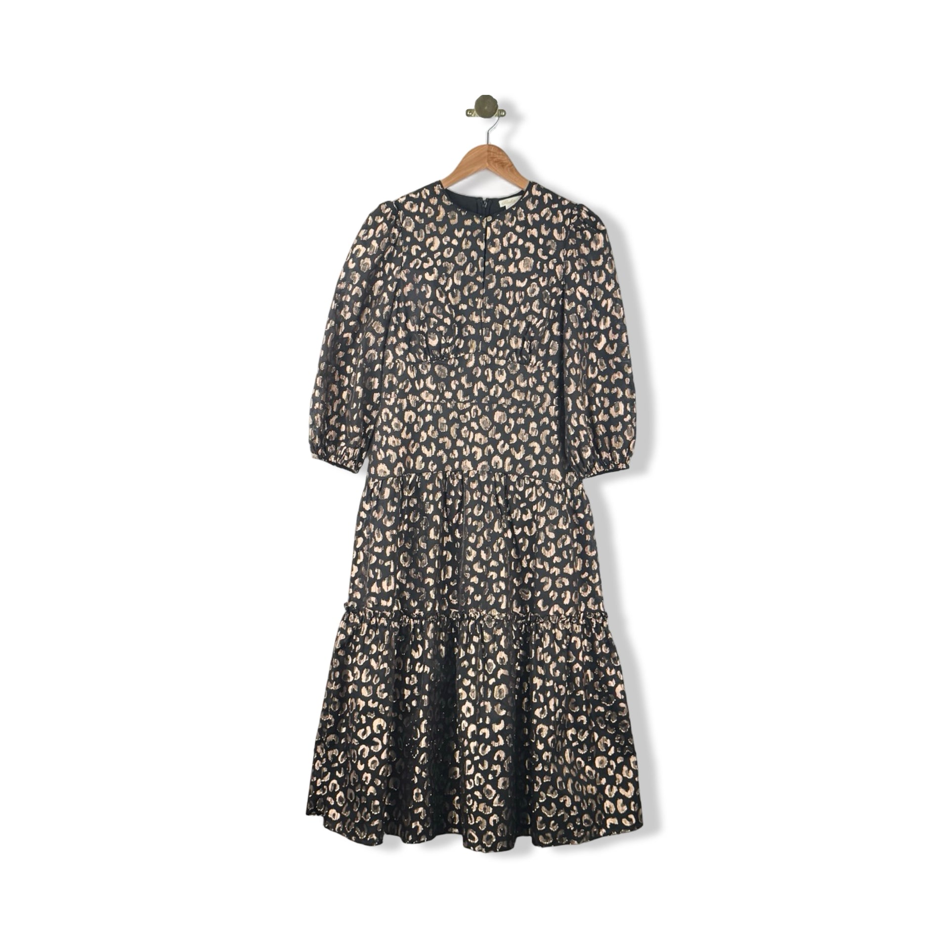 Shoshanna Metallic Leopard Print Maxi Dress