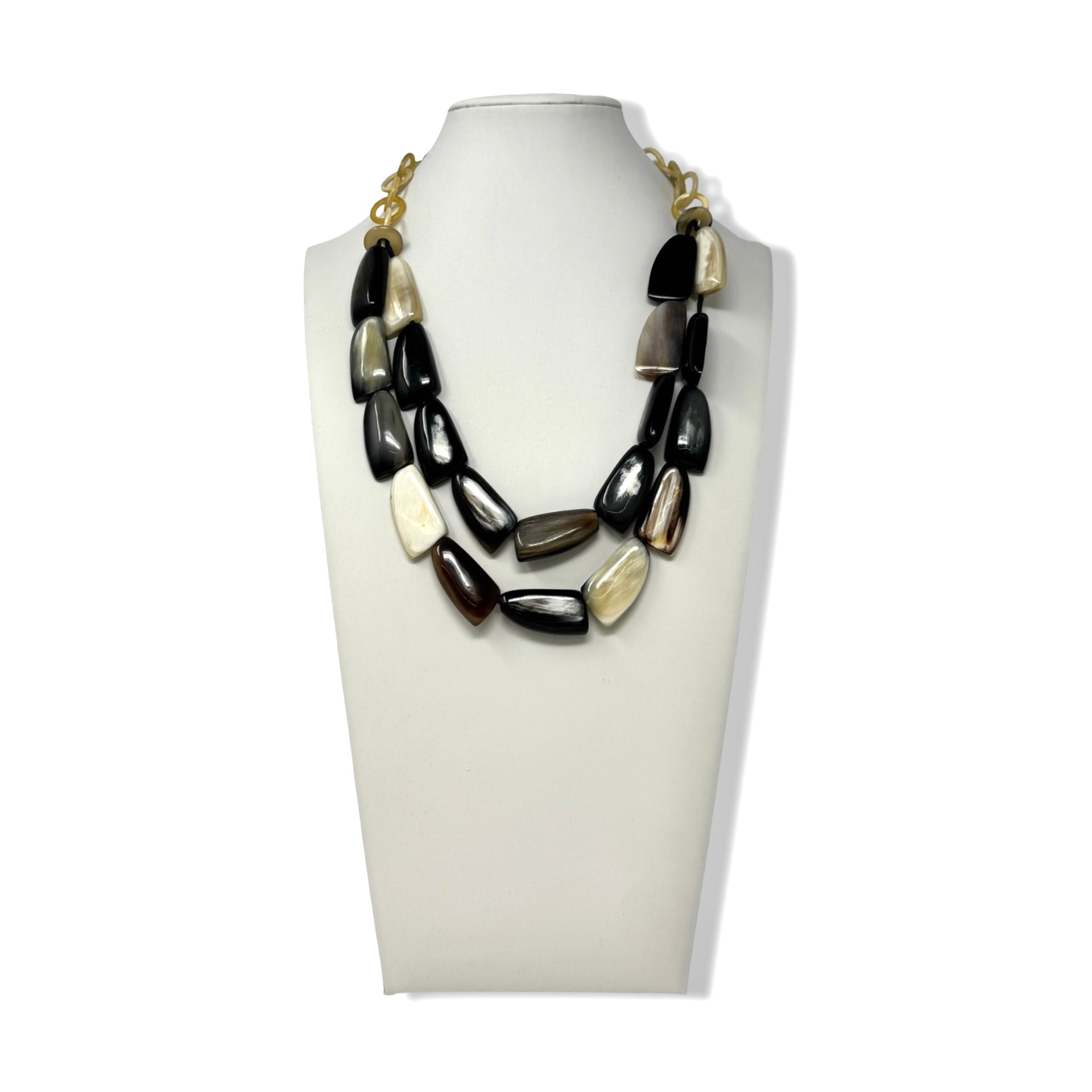 Horn Nugget Bead Layered Necklace
