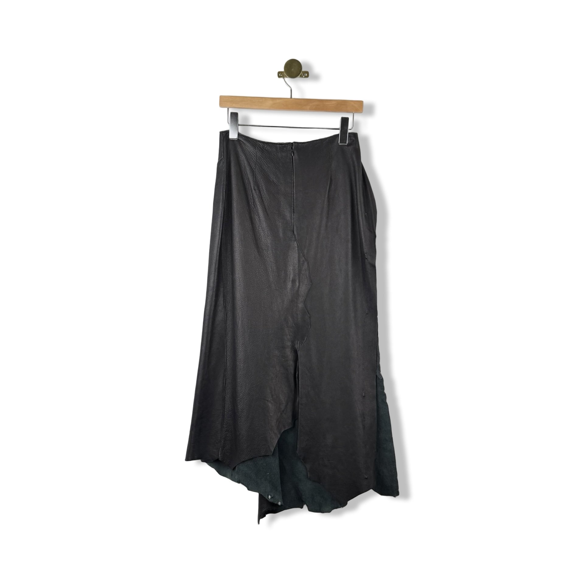 Donna Karan Distressed Leather Skirt