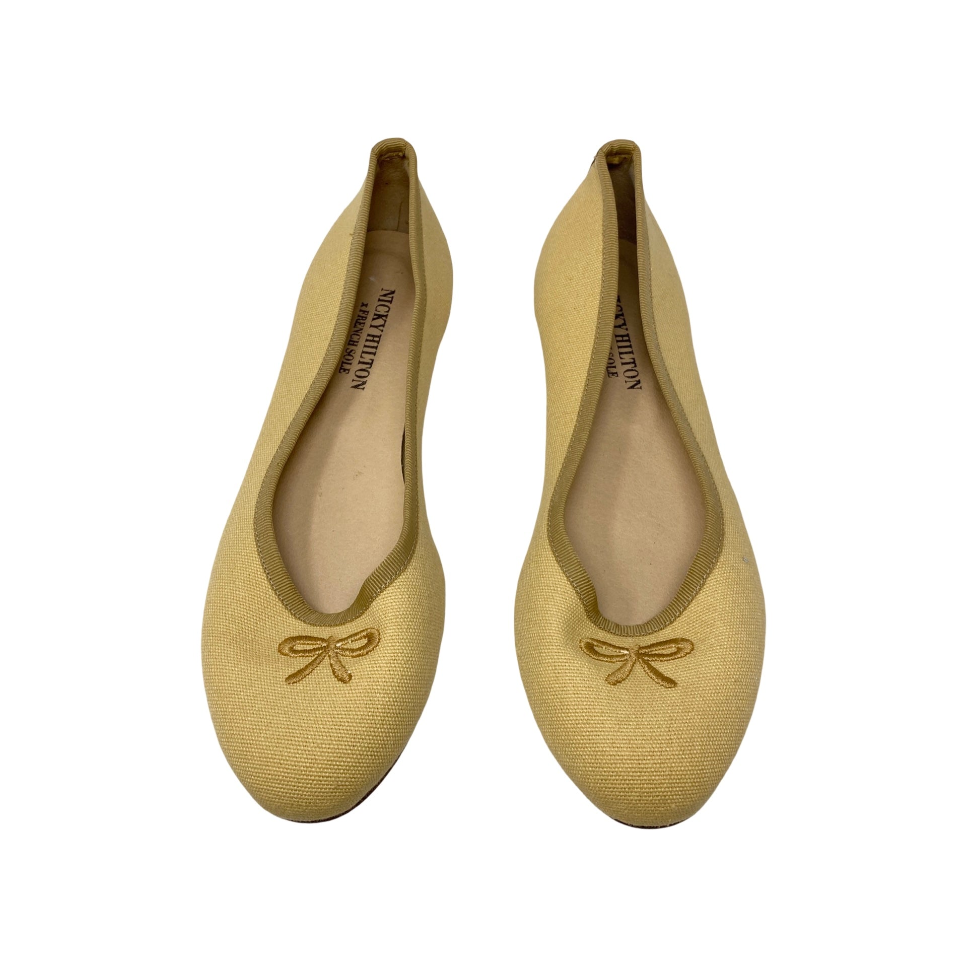 Nicky Hilton x French Sole Tan Bow Flats