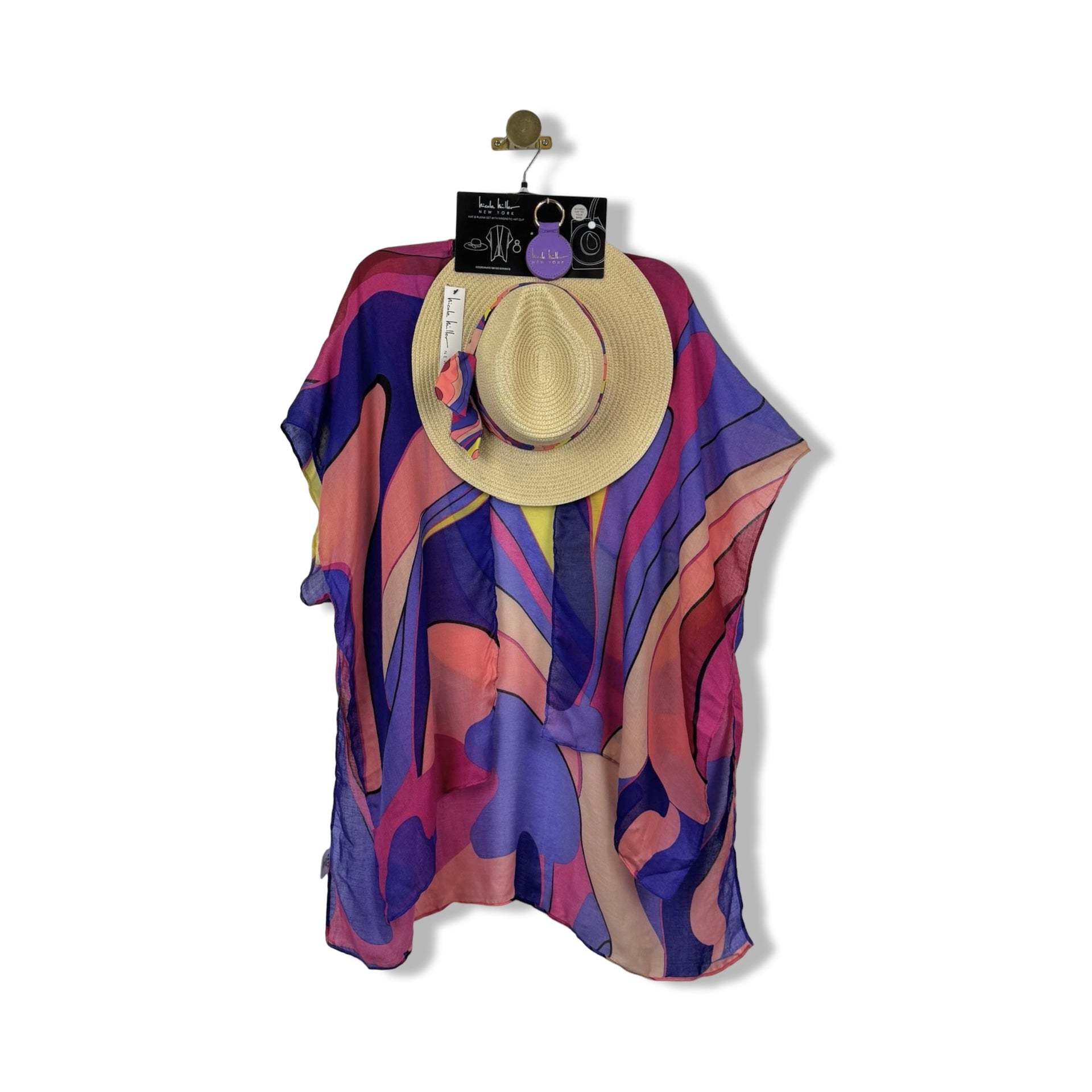 Nicole Miller Swirl Hat & Ruana Set