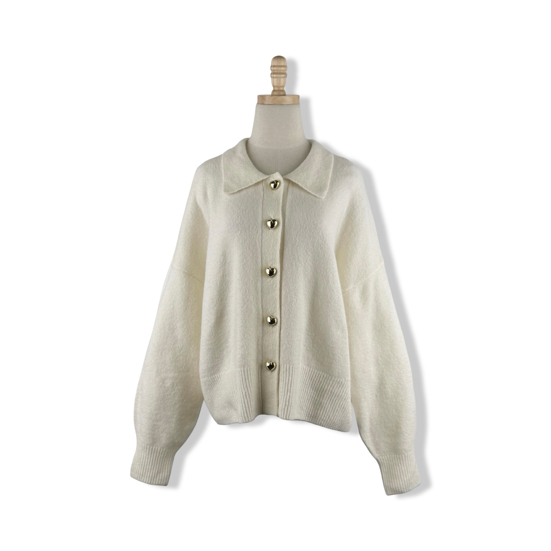 a . new day Heart Button Cardigan