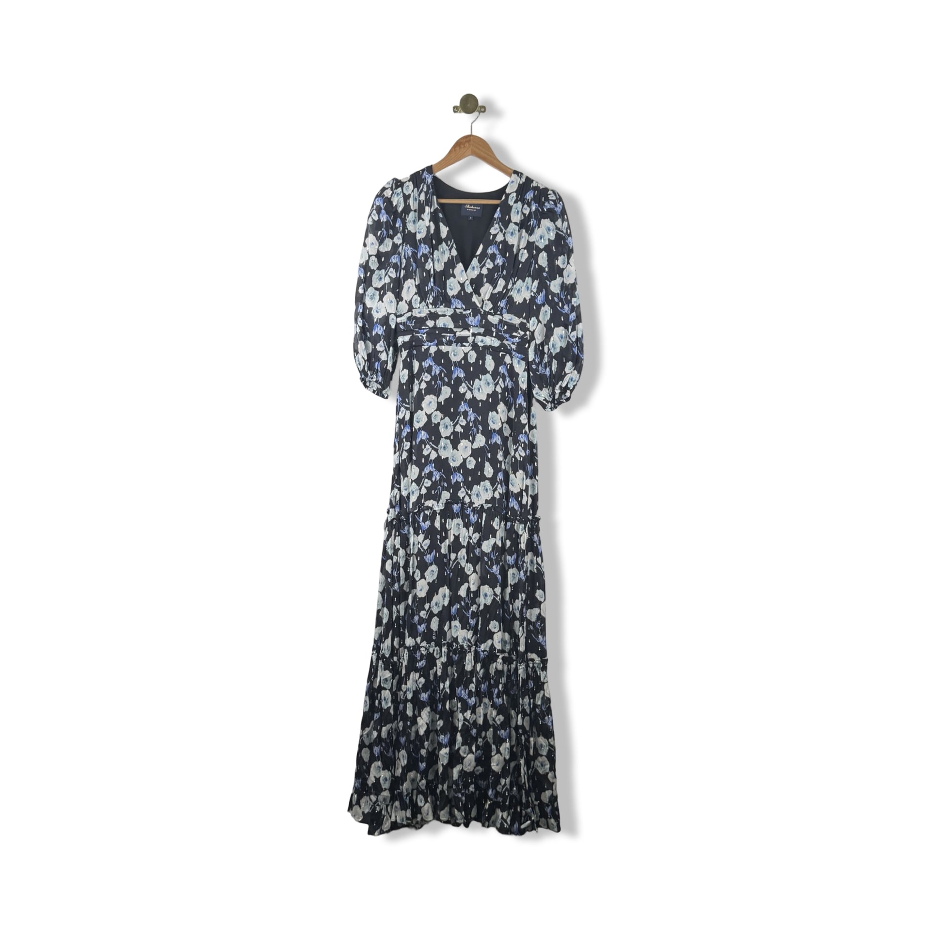 Shoshanna Floral Metallic Maxi Dress