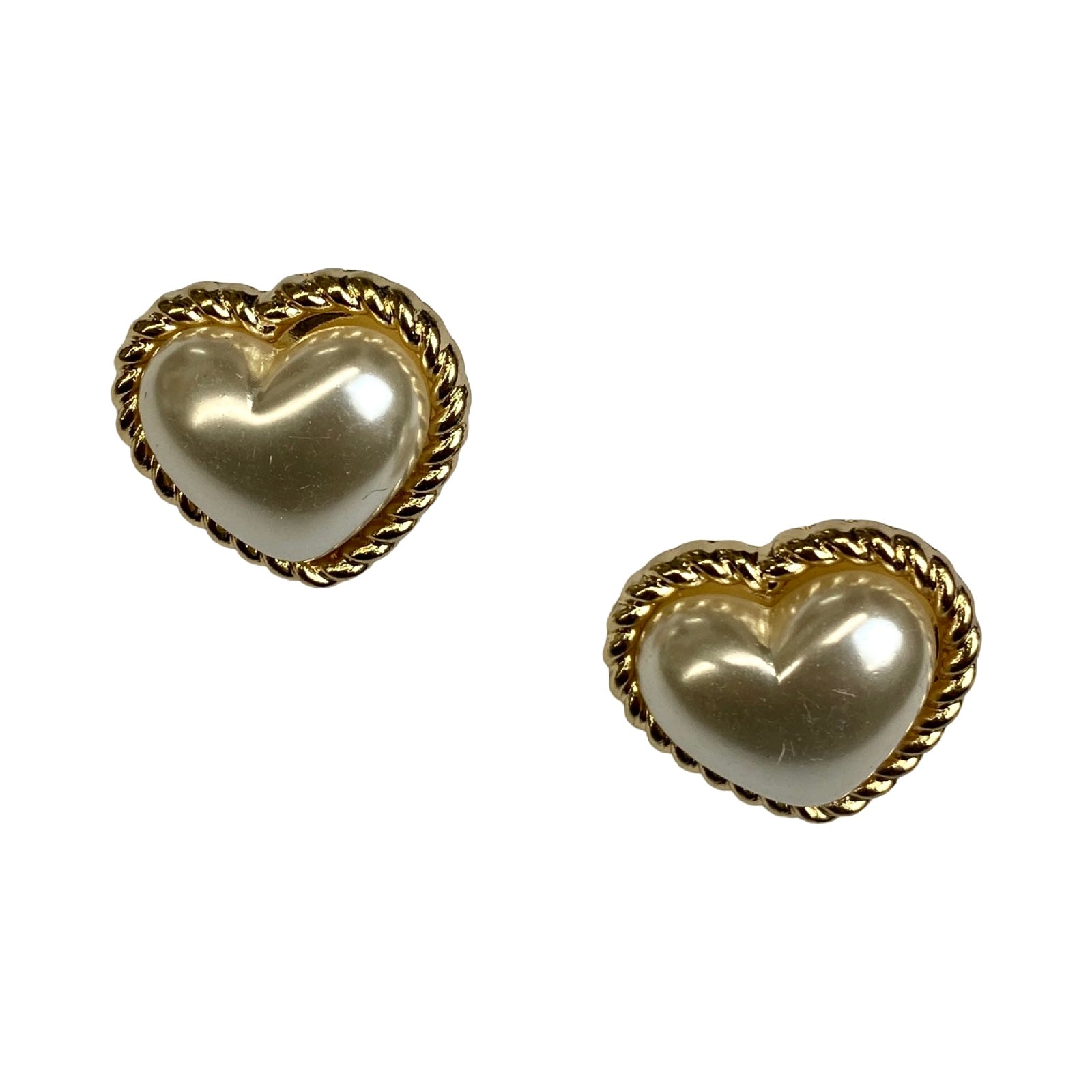 Heart Pearl Stud Earrings