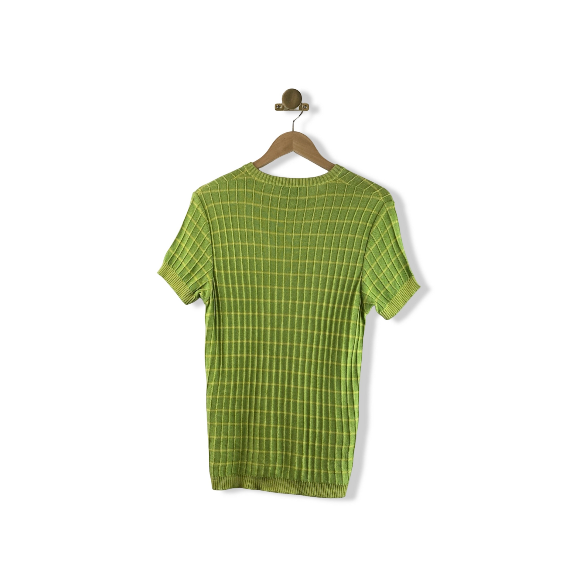 Gucci Grid Knitted Short Sleeve Top