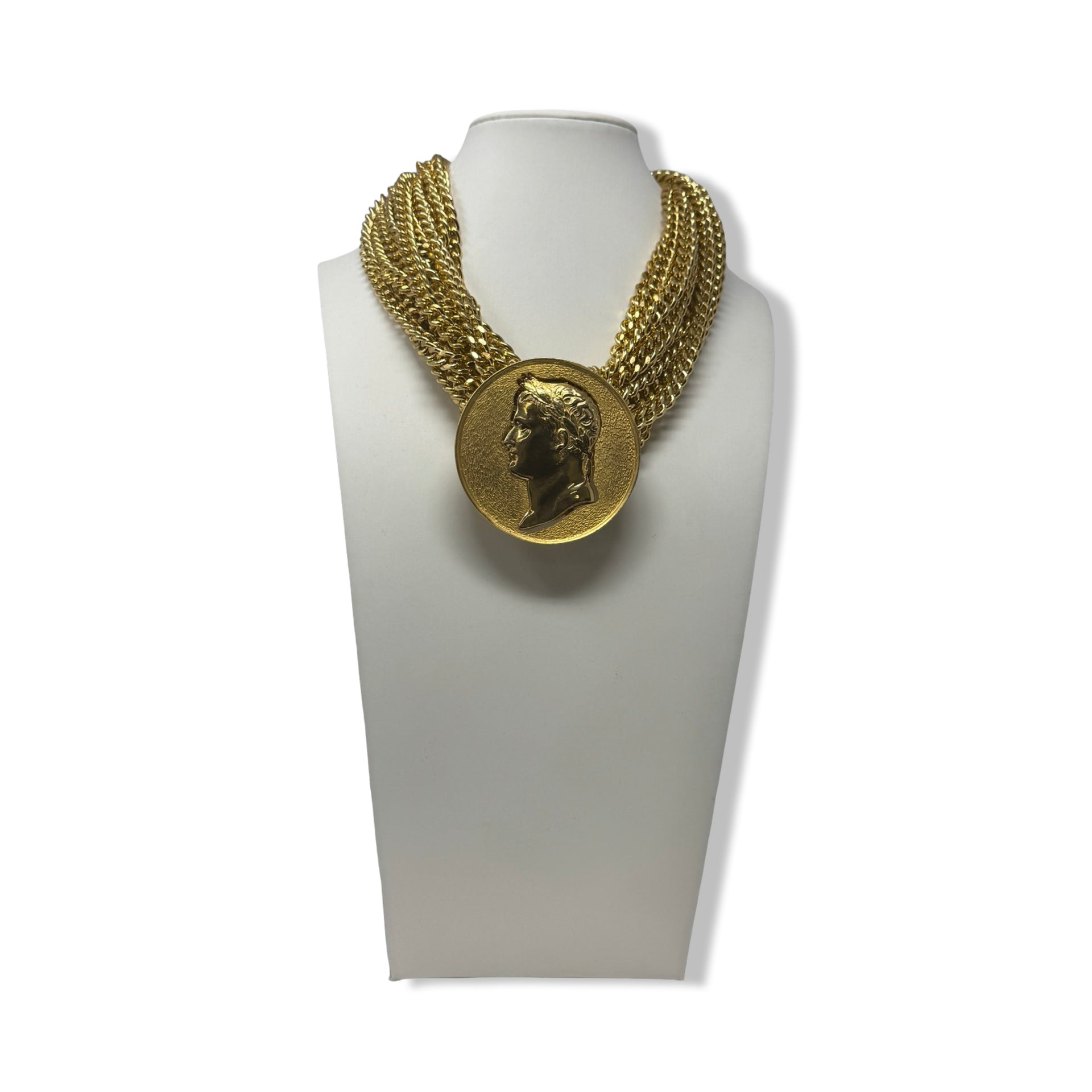 Vintage R.J. Graziano Coin Medalion Multistrand Necklace