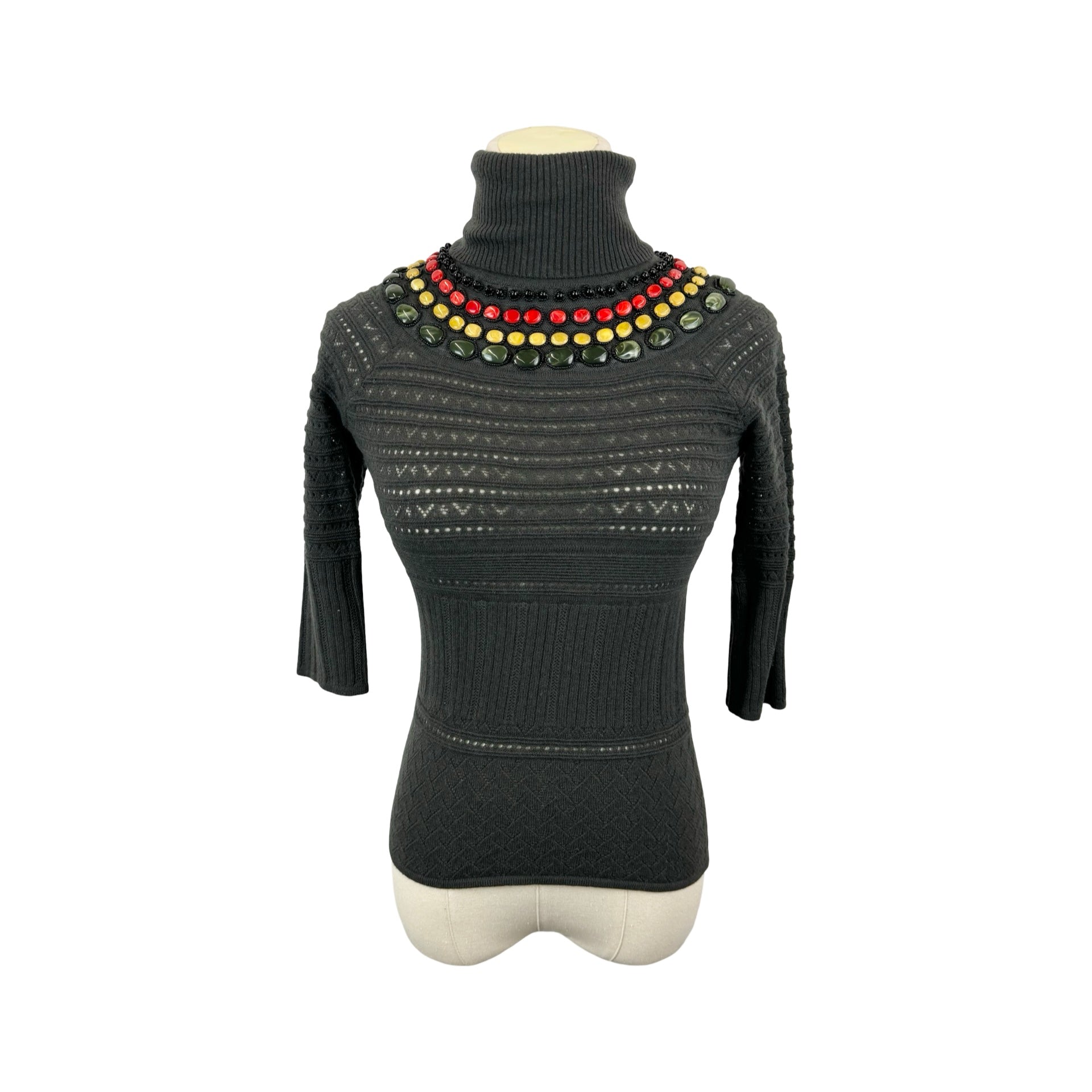 Catherine Malandrino Beaded Turtleneck Top