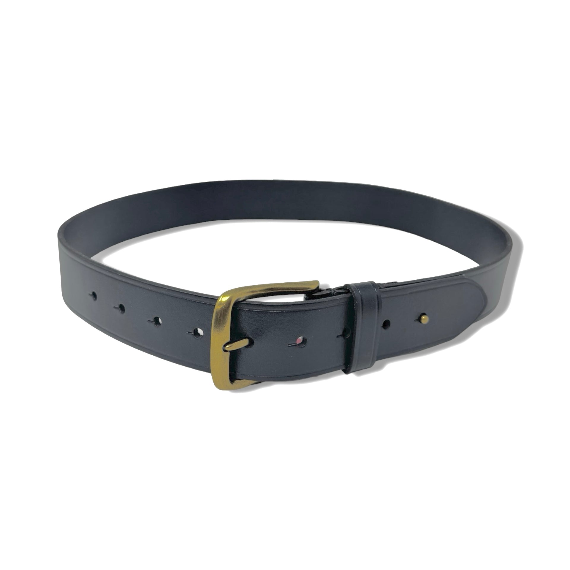 Smooth Leather Brass Buckle Belt