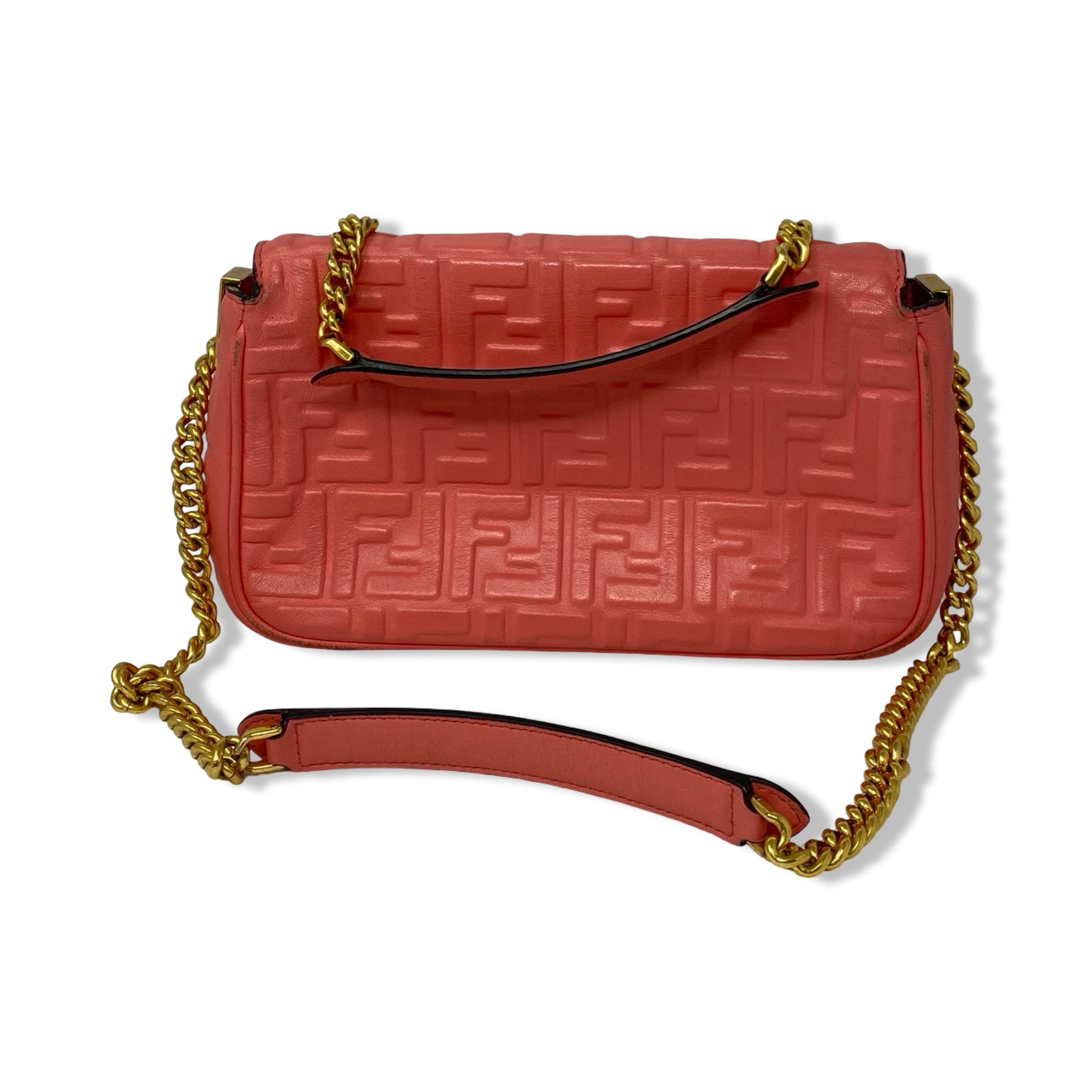 Fendi Embossed FF Midi Chain Baguette Bag