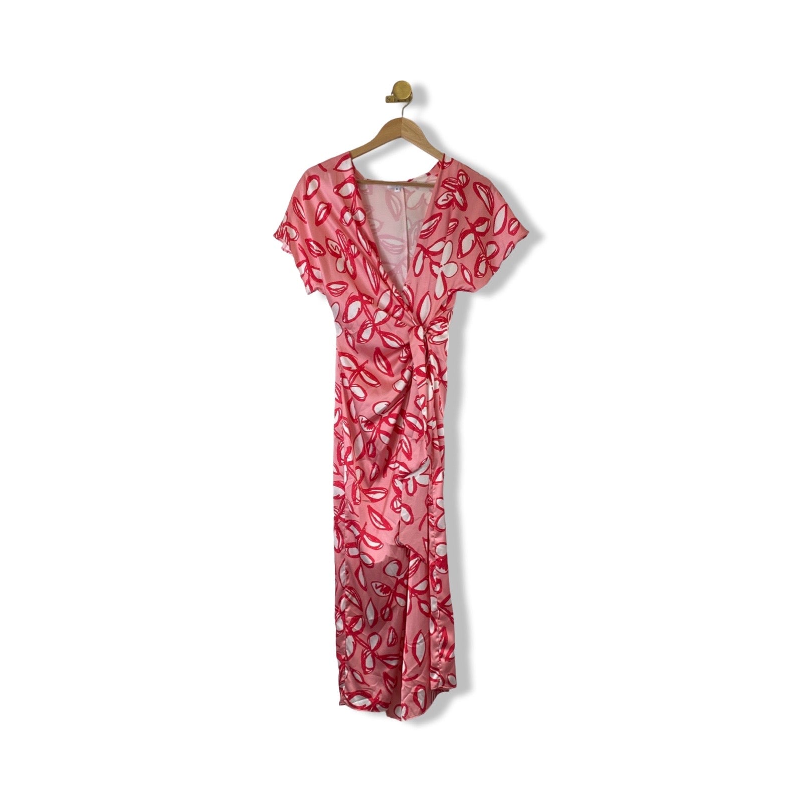 Area Stars Pink Floral Wrap Maxi Dress