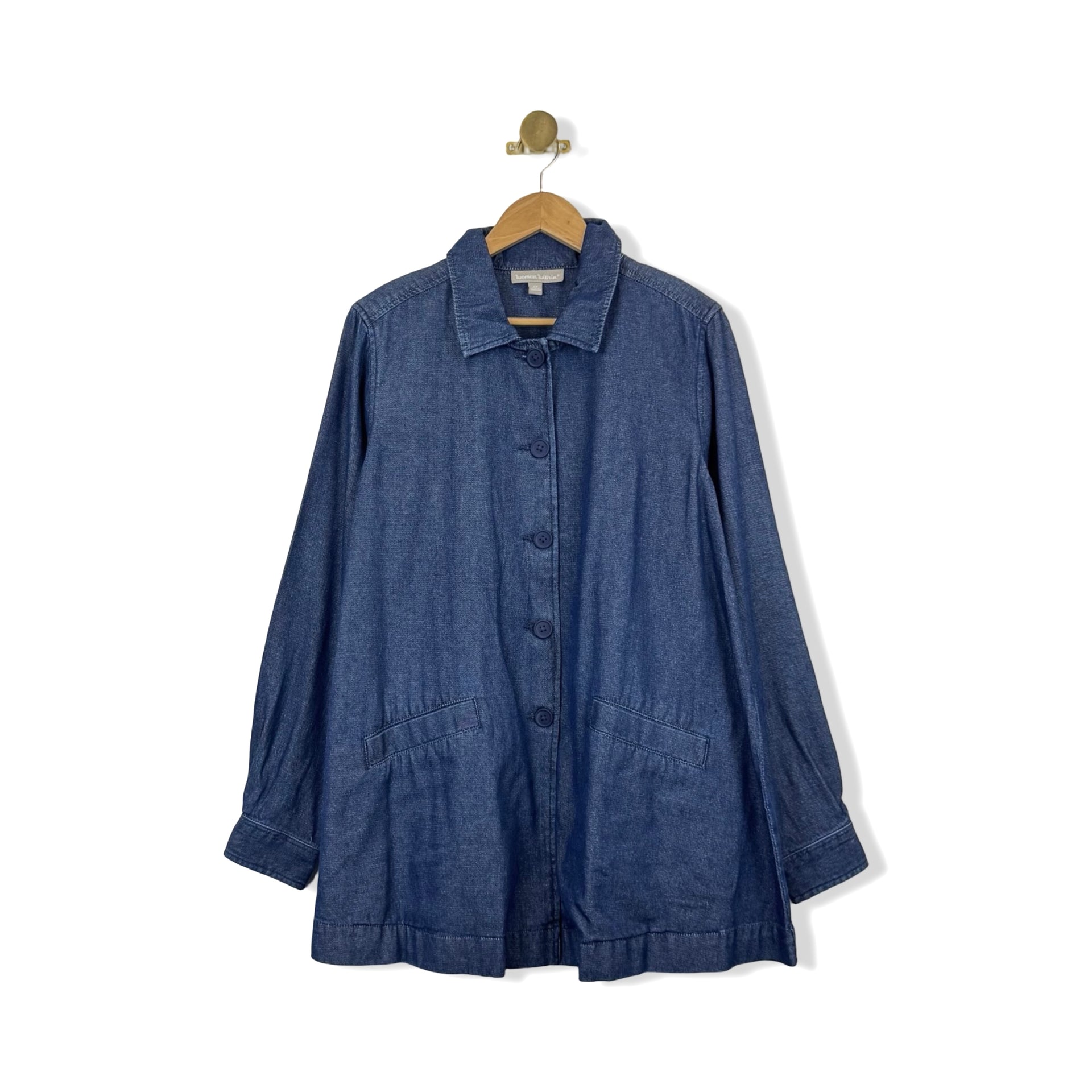 Woman Within Button Up Denim Jacket