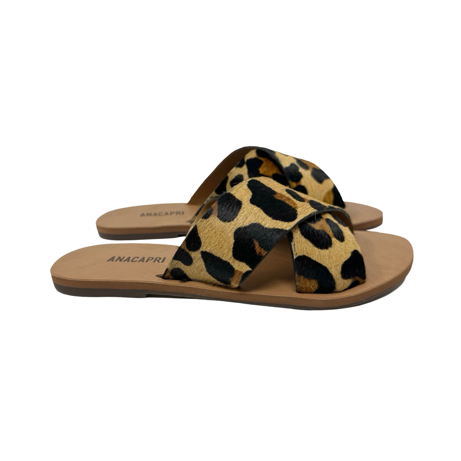 ANACAPRI Leopard Print Criss Cross Sandals