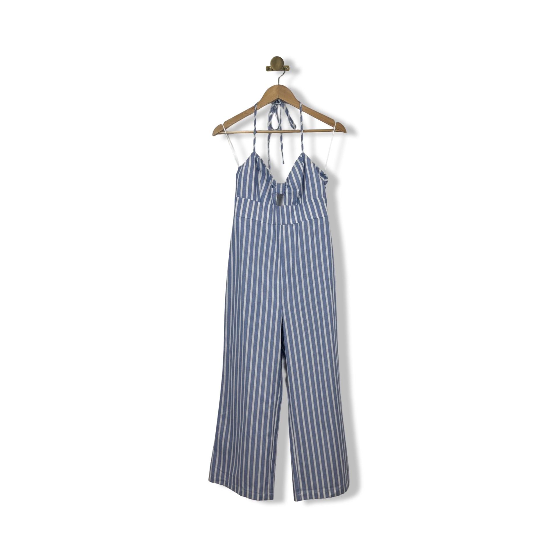 Aqua Halterneck Striped Jumpsuir