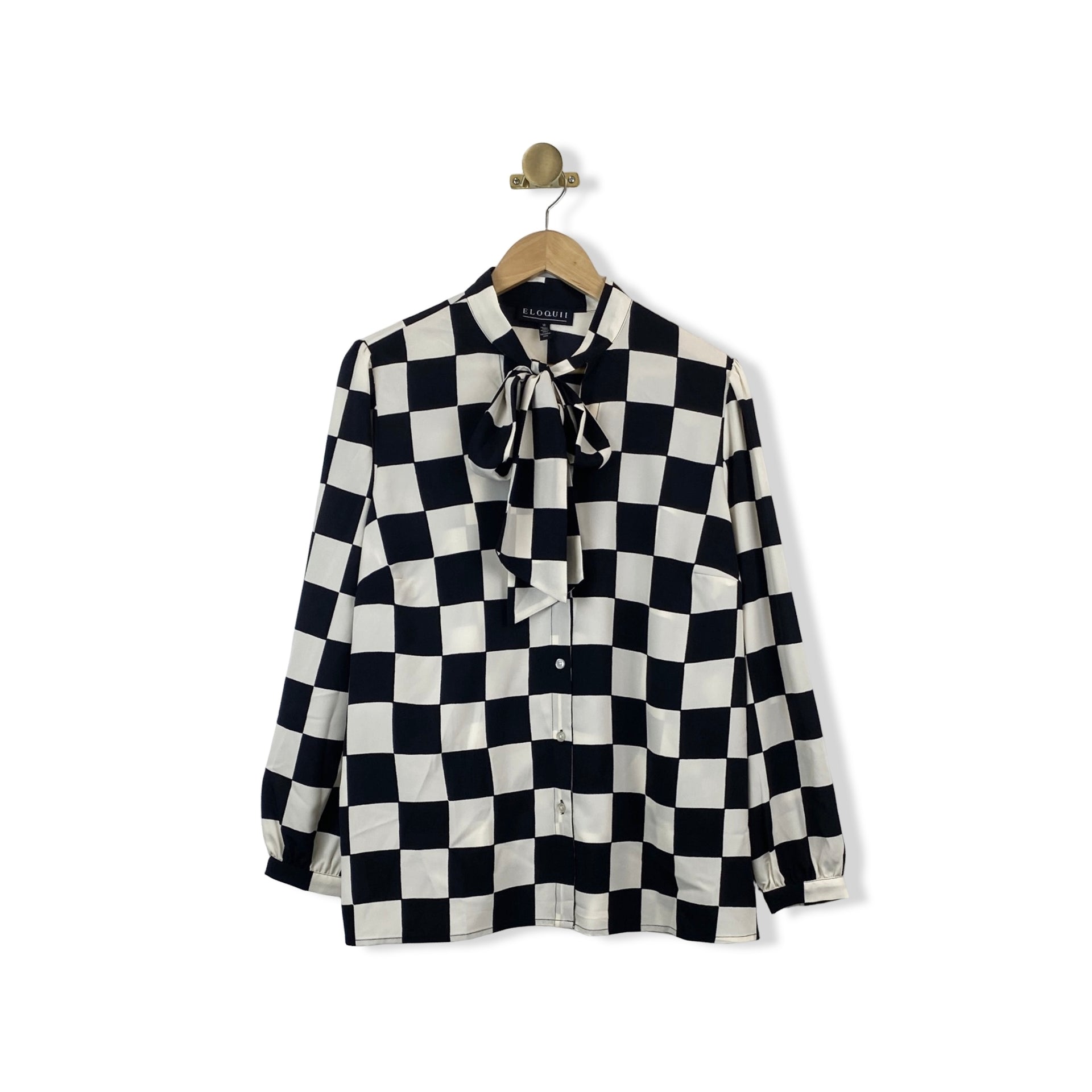 Eloquii Checkered Self Tie Top