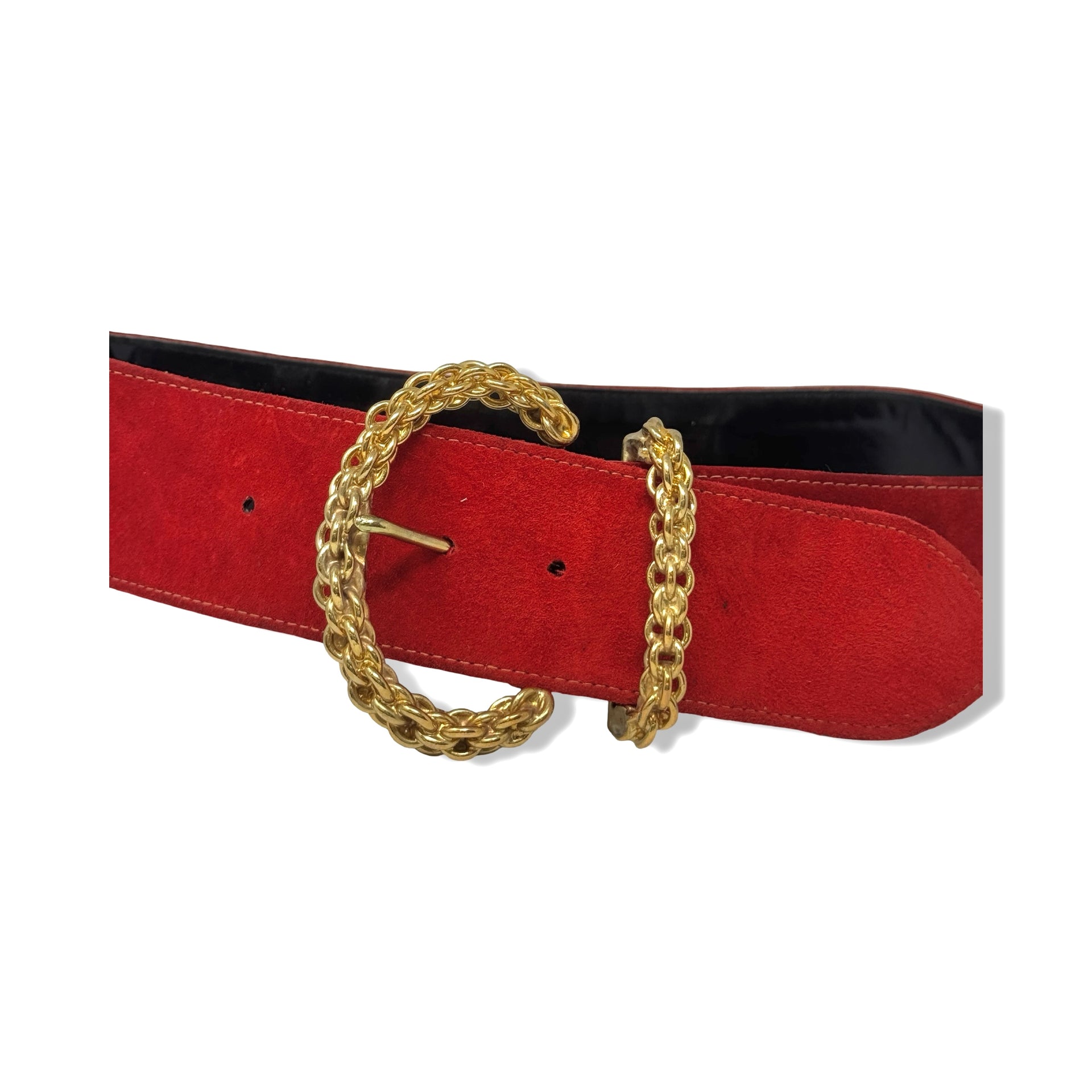 Vintage R.J. Graziano Suede Link Chain Buckle Belt