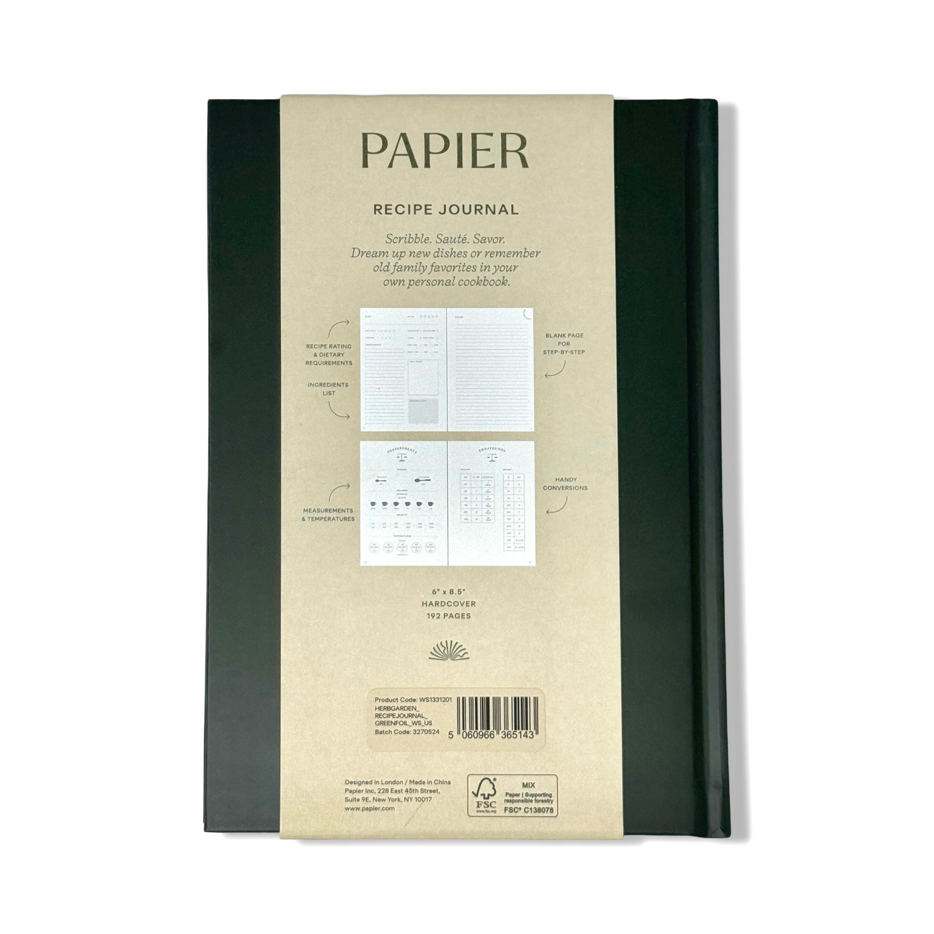 Papier Herb Garden Foiled Recipe Journal