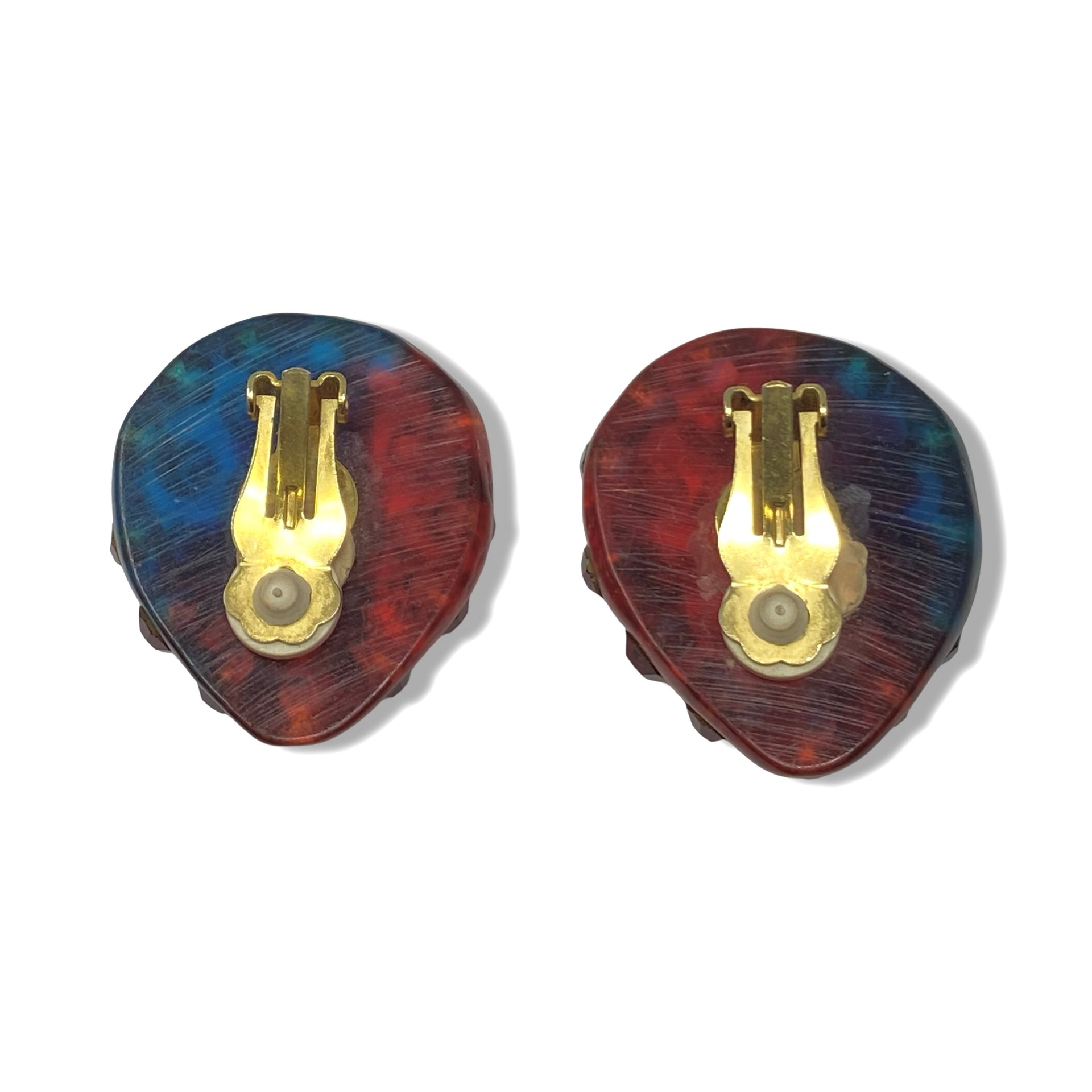 Ruby Rhinestone Tear Drop Clip On Earrings