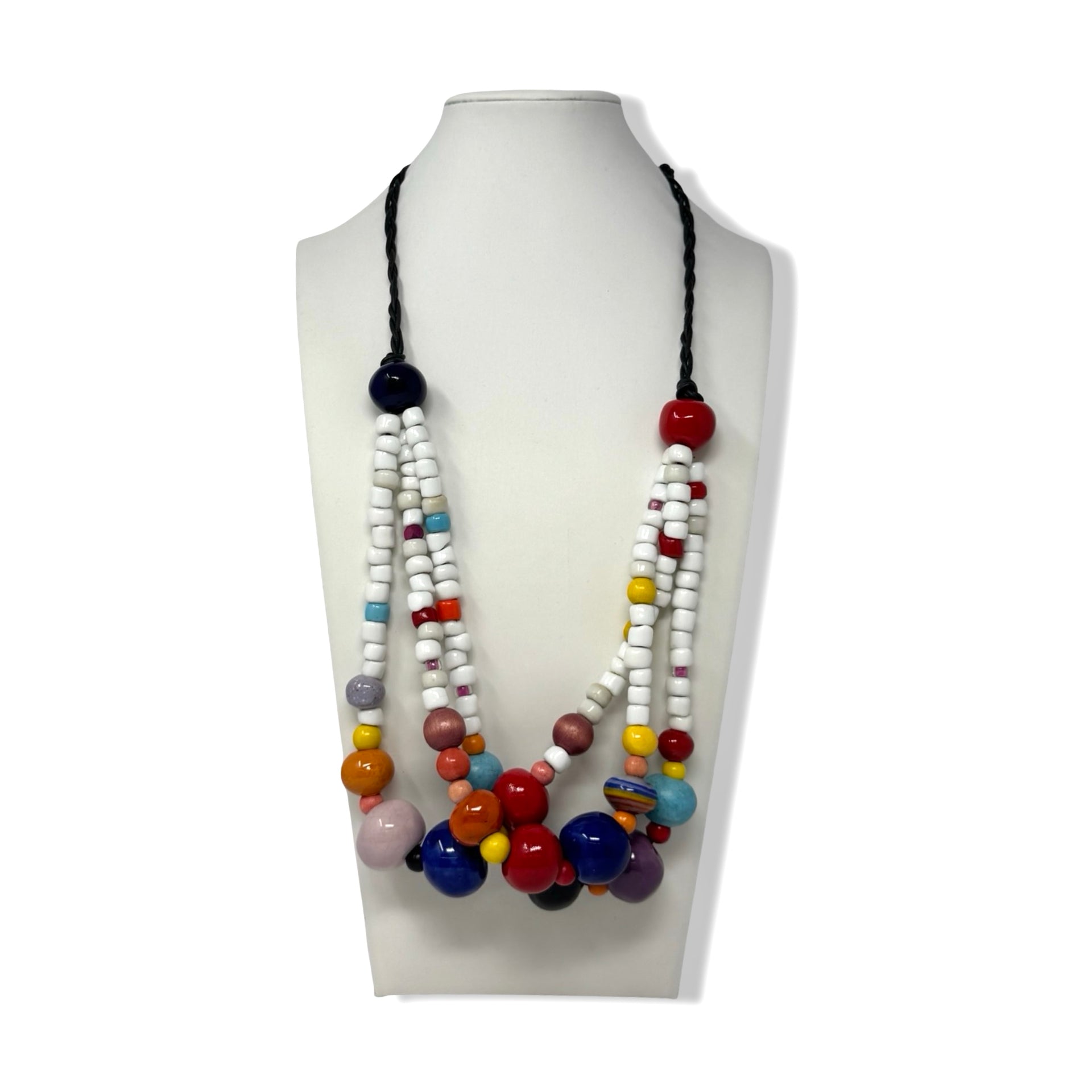 Multicolor Layered Bead Statement Necklace