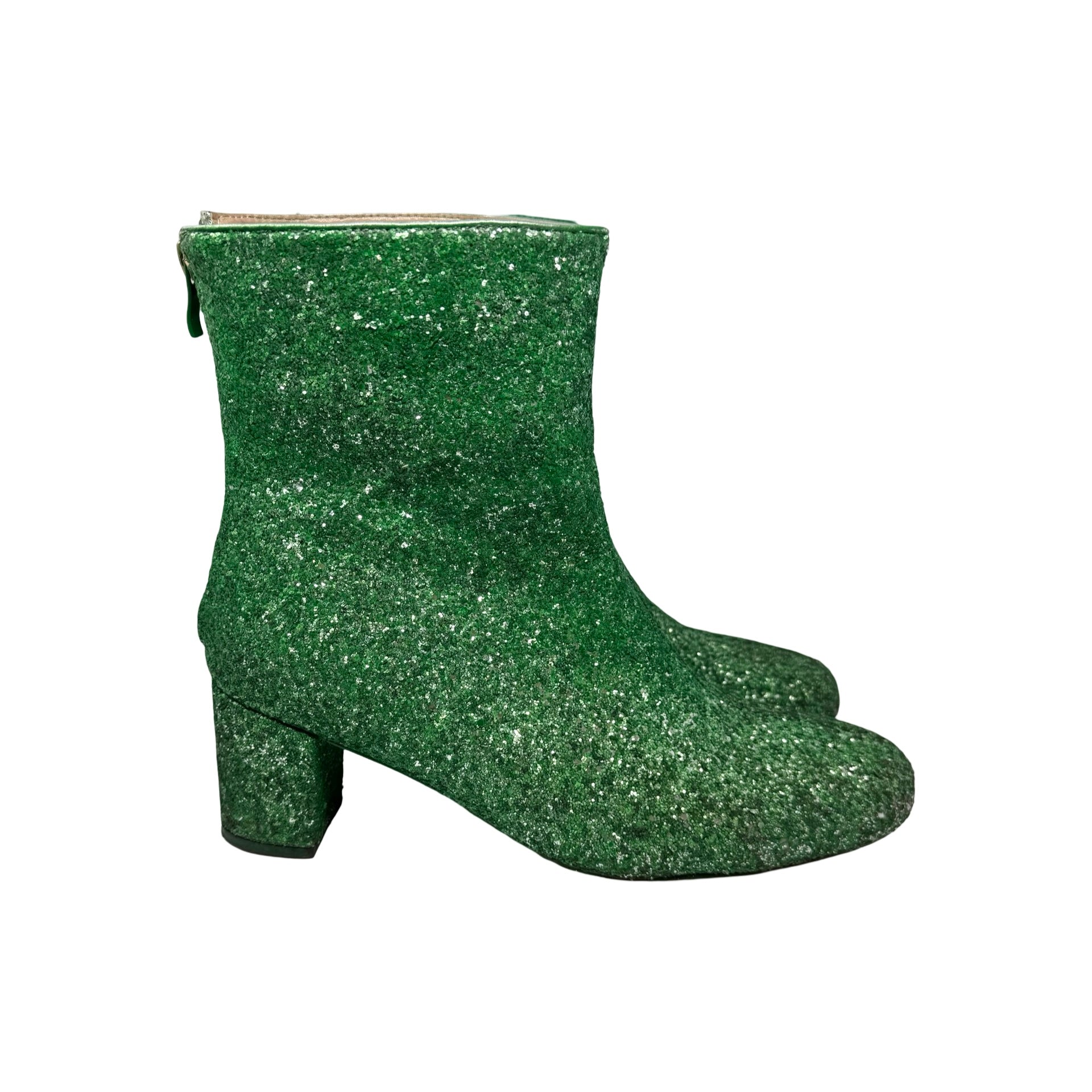 Green Glitter Ankle Boots