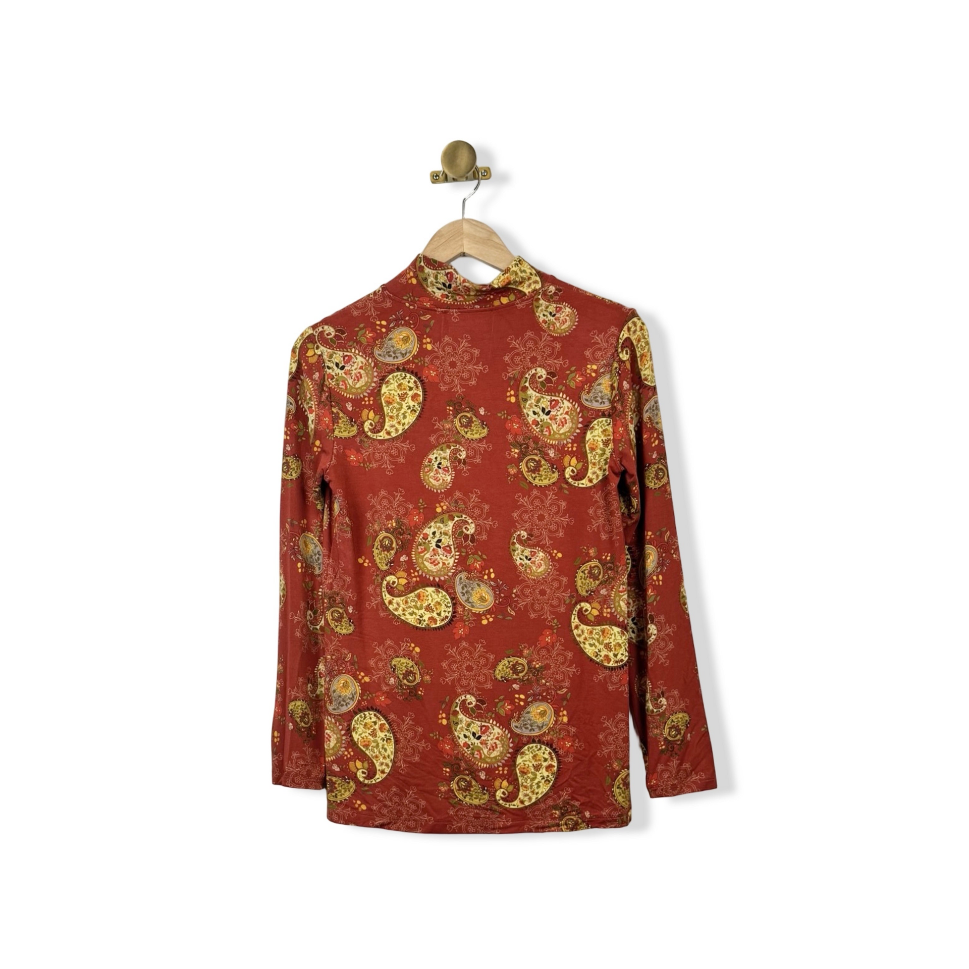 Johnny Was Paisley Mock Neck Top