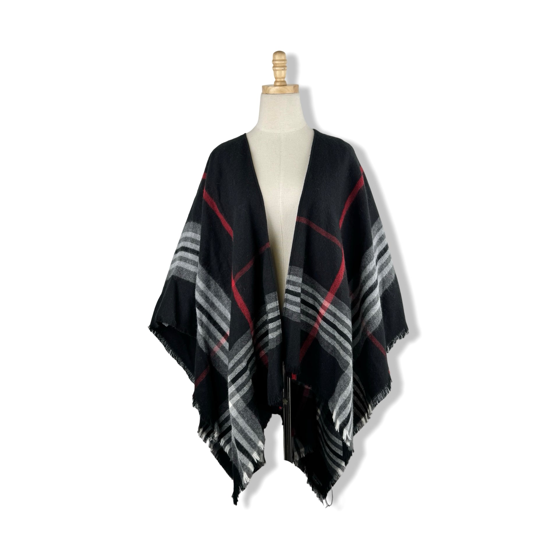 Fraas Plaid Open Front Ruana