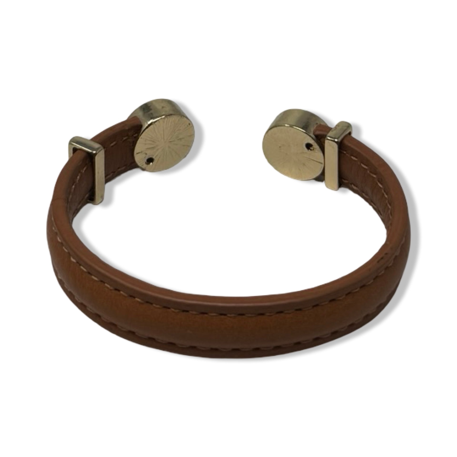 Genuine Leather Rhinestone Trim Cuff