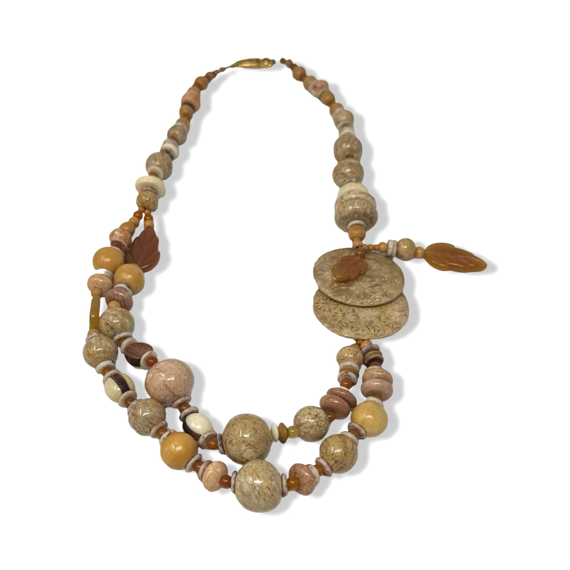 Wooden & Glass Bead Layered Necklace