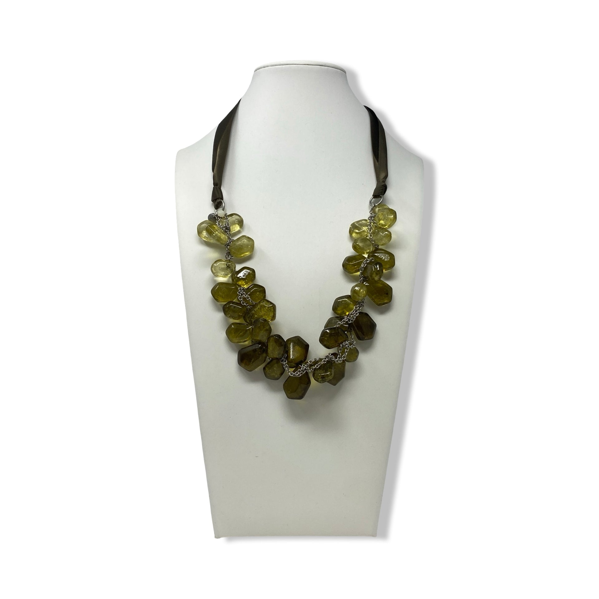 Ann Taylor LOFT Glass Bead Ribbon Necklace