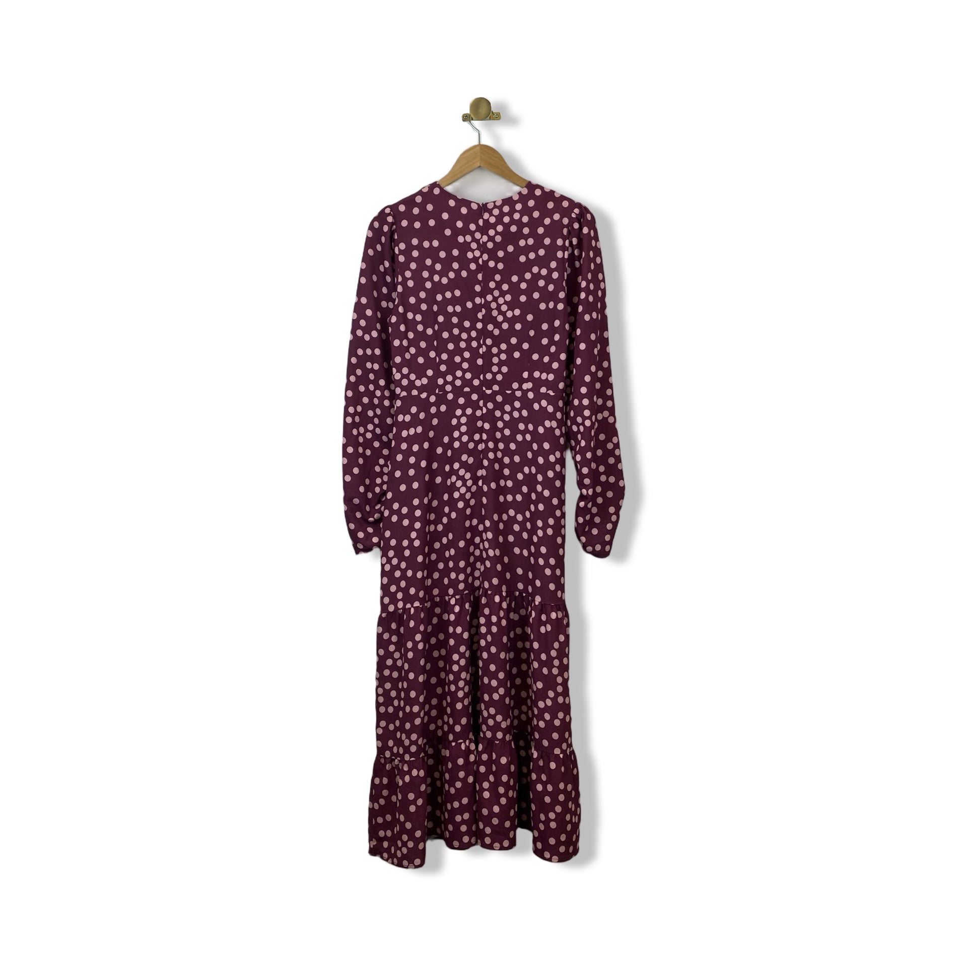 Area Stars Polka Dot Long Sleeve Tiered Midi Dress