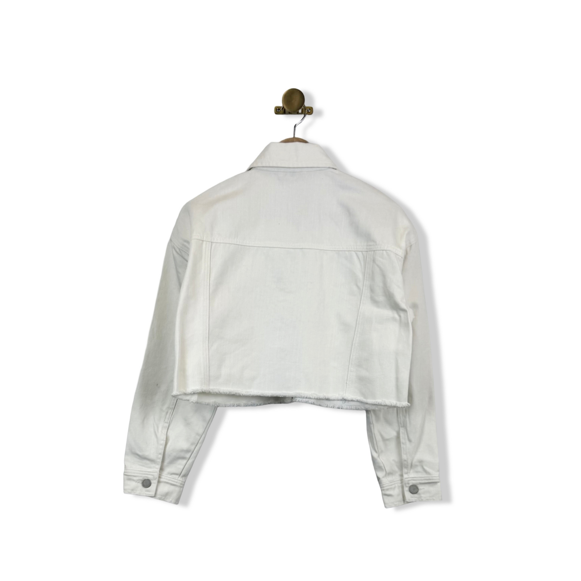 BLANKNYC Cropped Frayed Hem Denim Jacket