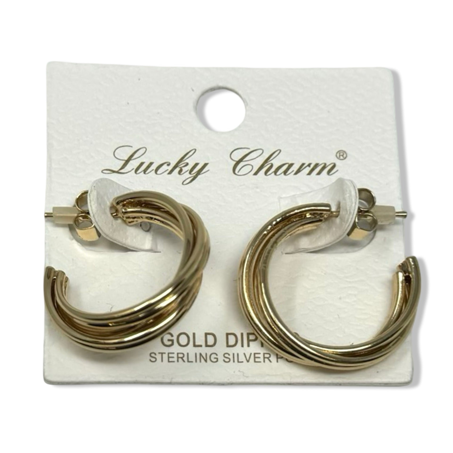 Lucky Charm Gold Dipped Open Hoop Earrings