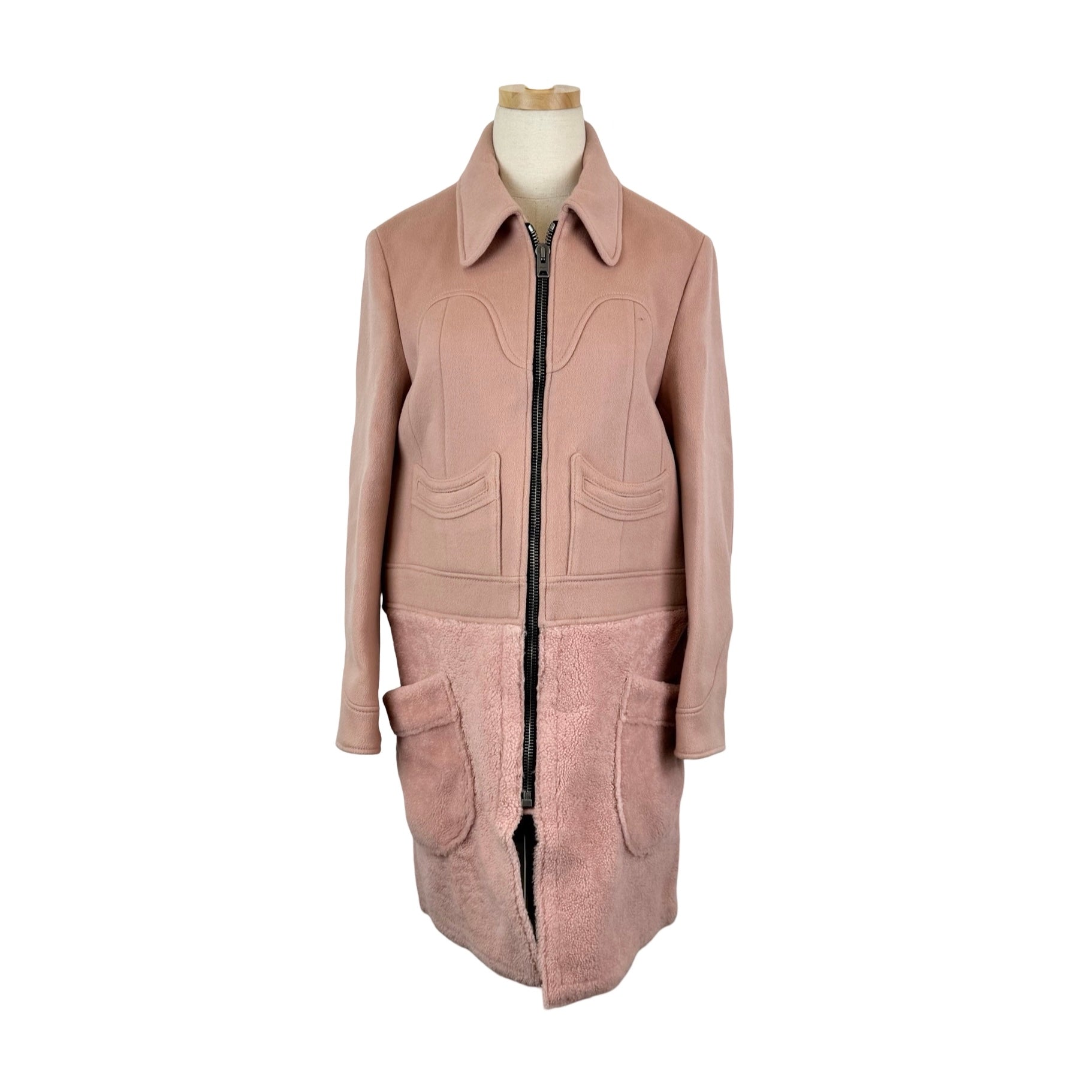 Coach Blush Shearling Wool Coat