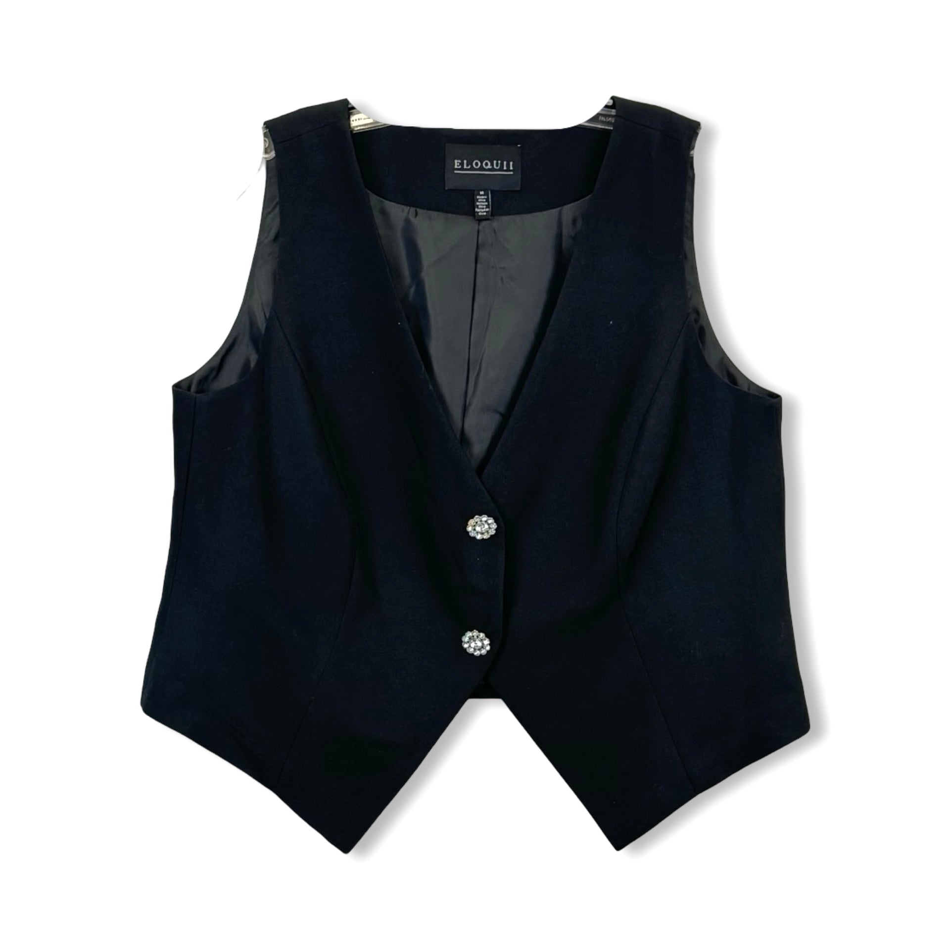 Eloquii Crystal Button Fitted Vest and Pant Set