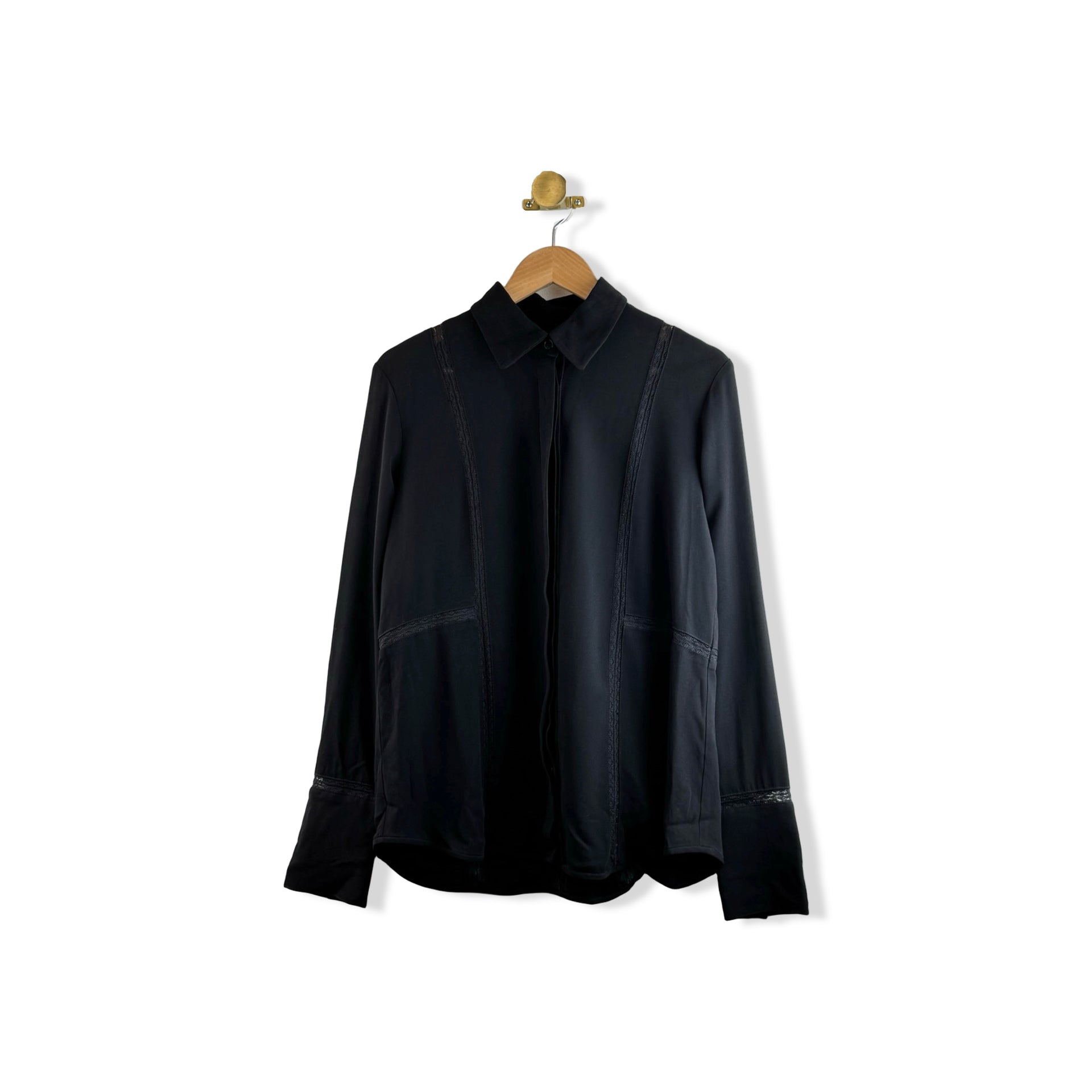 La Ligne Button Down Lace Trim Shirt