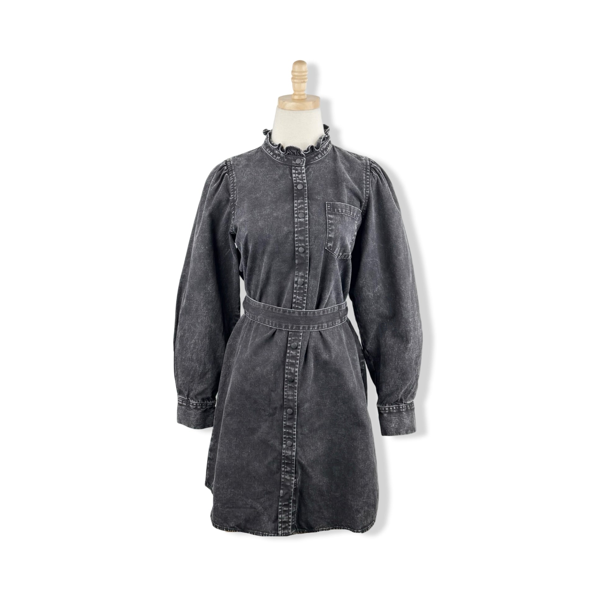 Unsubscribed Ruffle Neck Shirt Dress