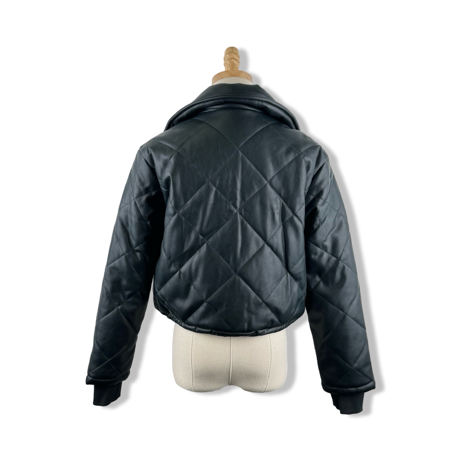 BLANKNYC Quilted Cropped Faux Leather Jacket