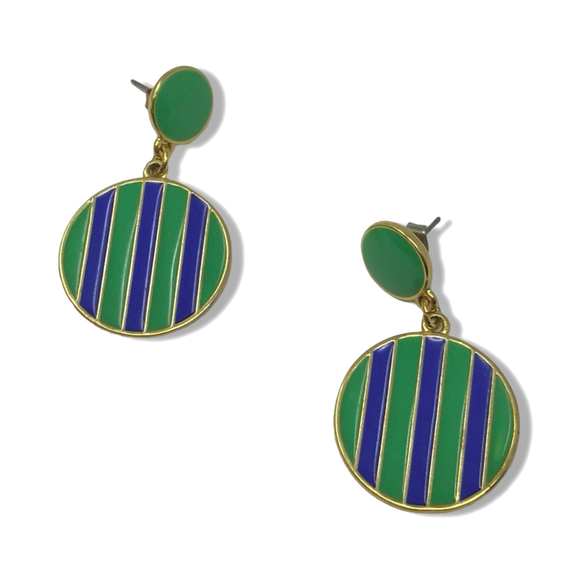Round Striped Drop Earrings
