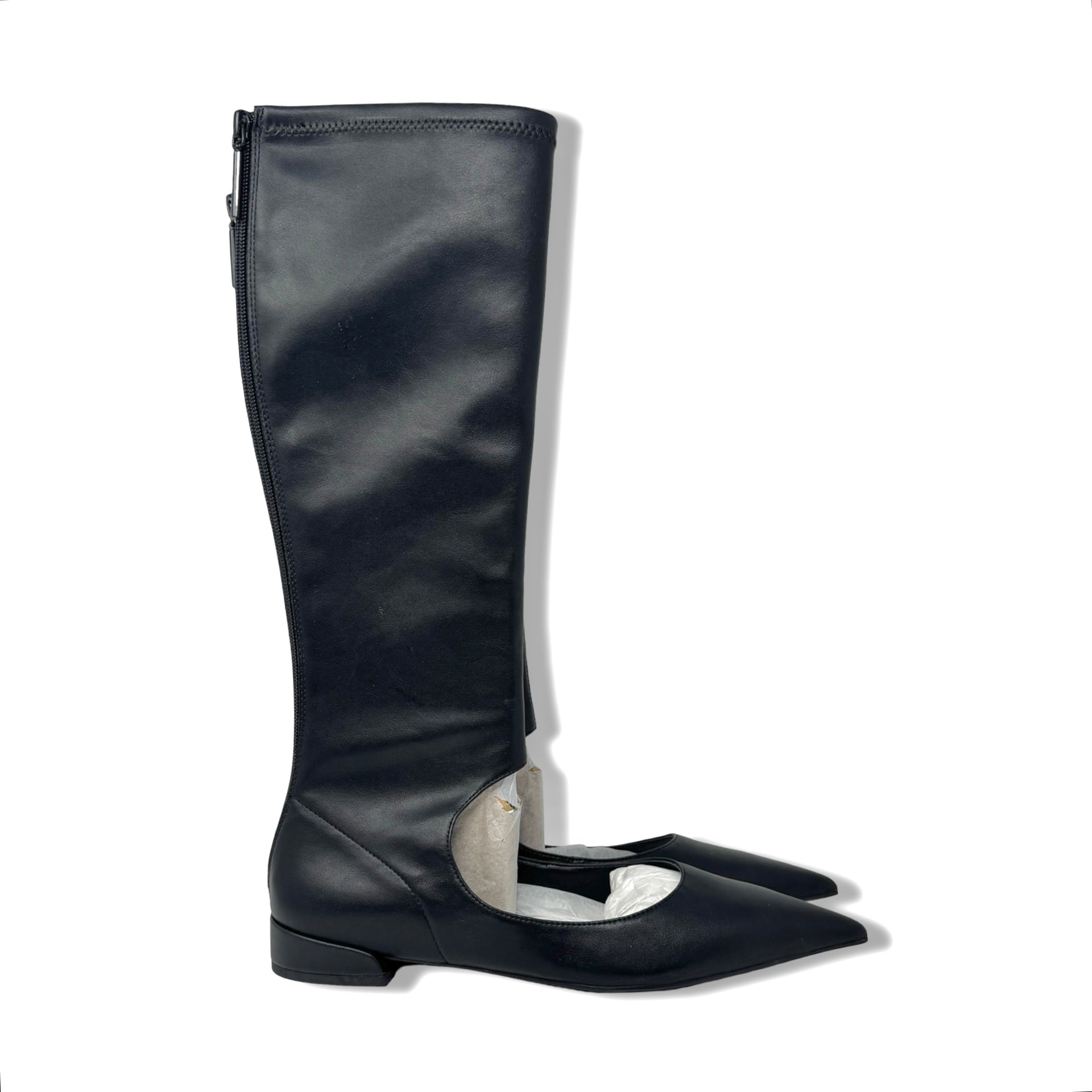 Charles & Keith Robbie Cut-Out Pointed Toe Knee High Boots