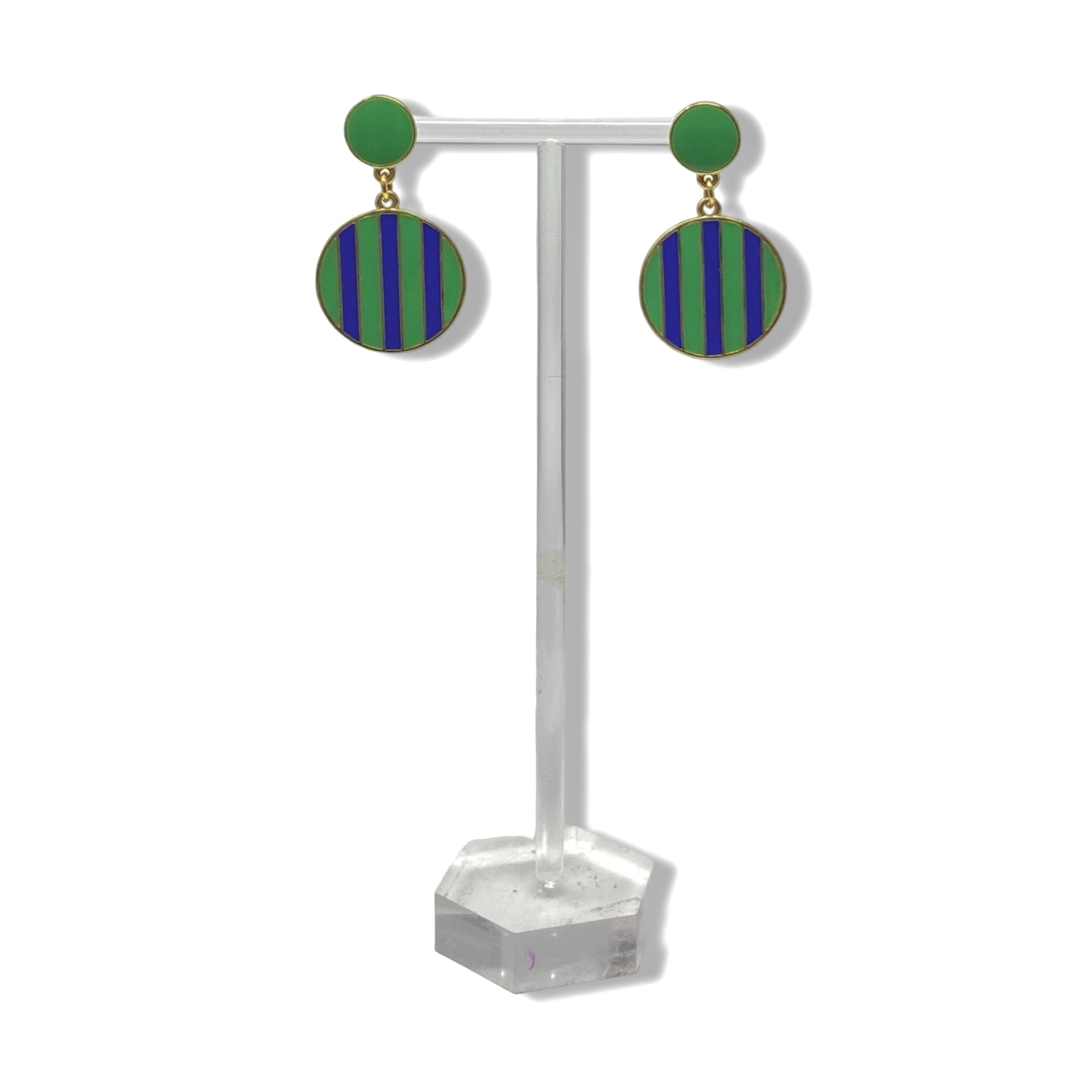 Round Striped Drop Earrings