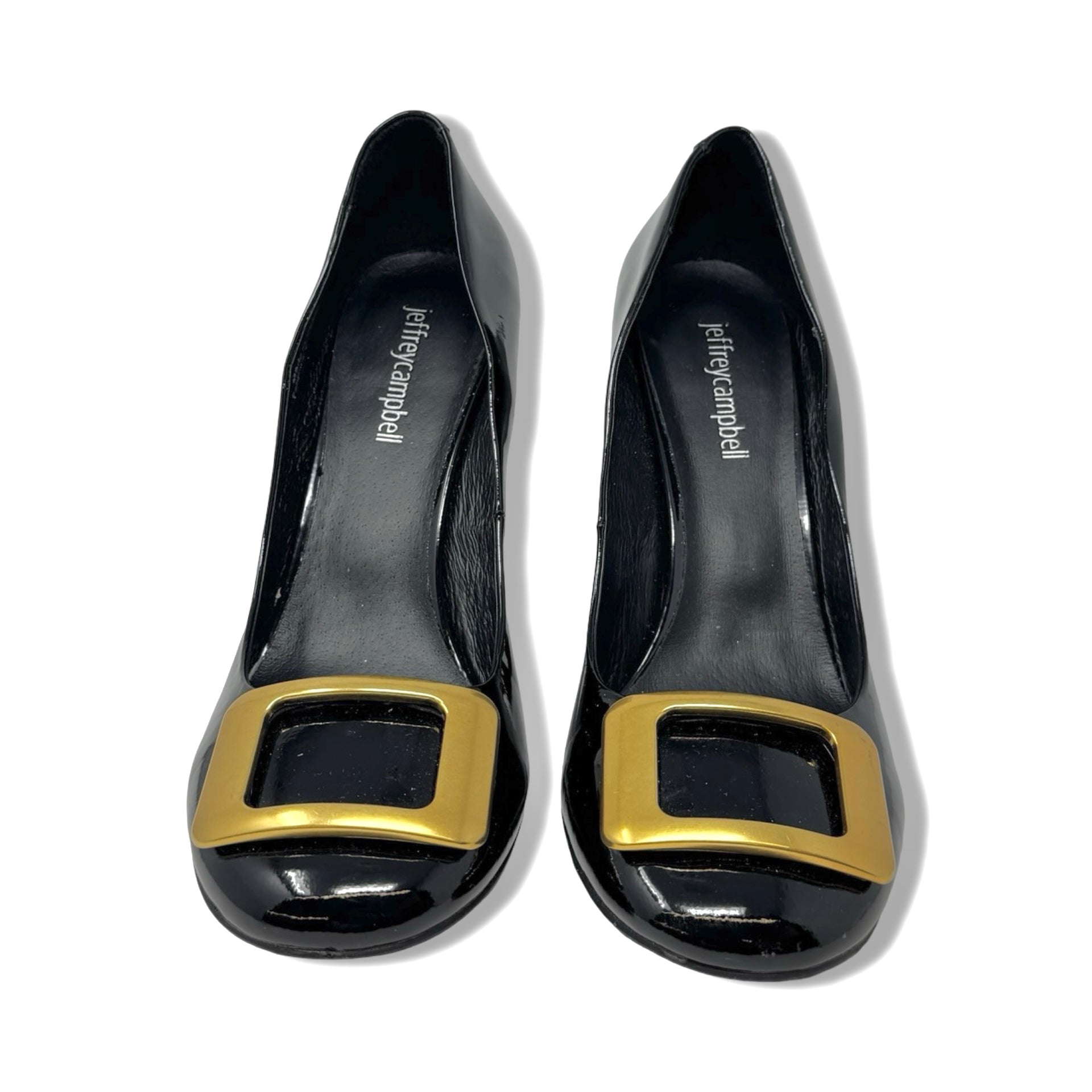 Jeffrey Campbell Square Buckle Patent Leather Heel