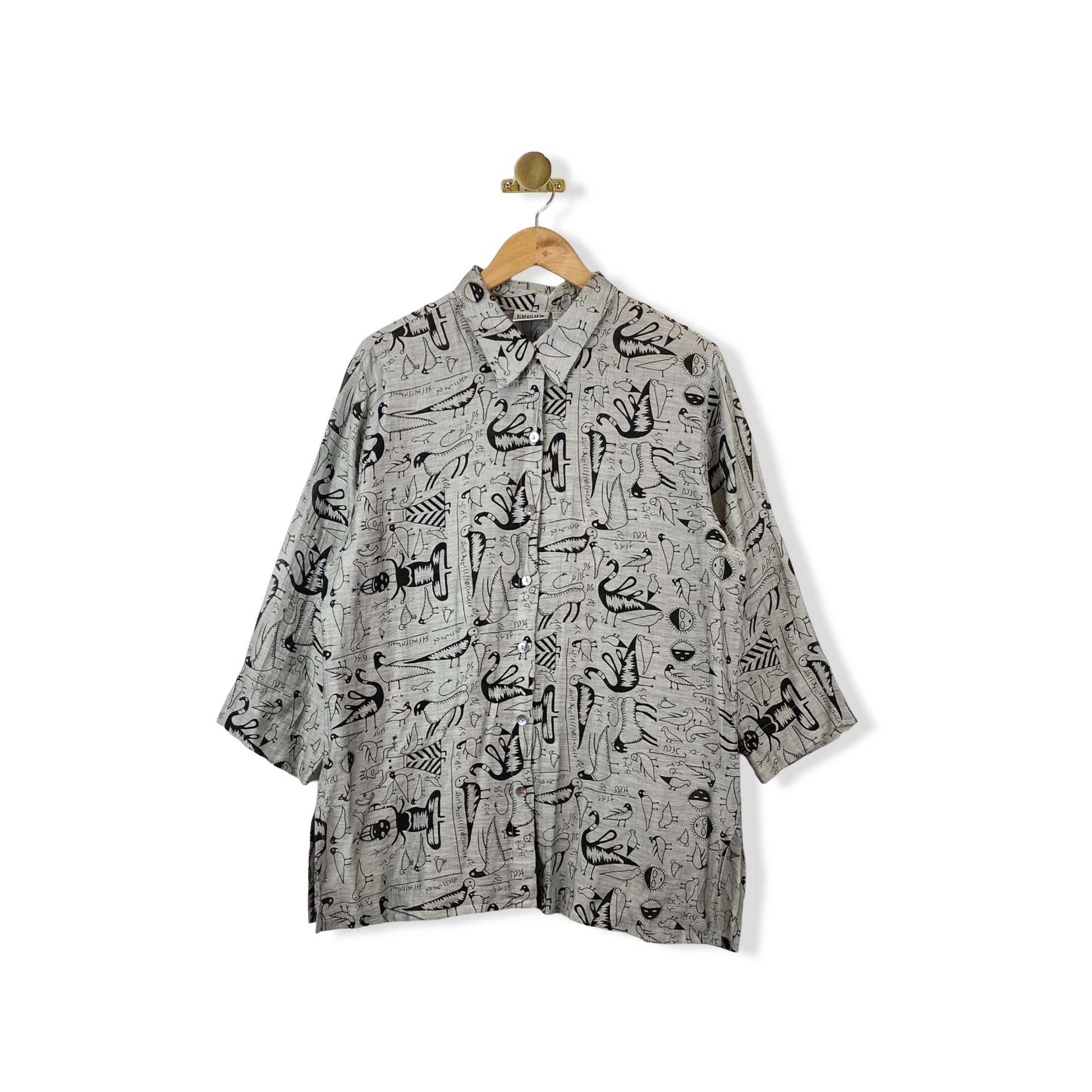 Vintage Chico's Design Bird Patterned Button Down