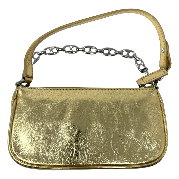 By Far Mini Rachel Parchment Metallic Leather Bag-Back