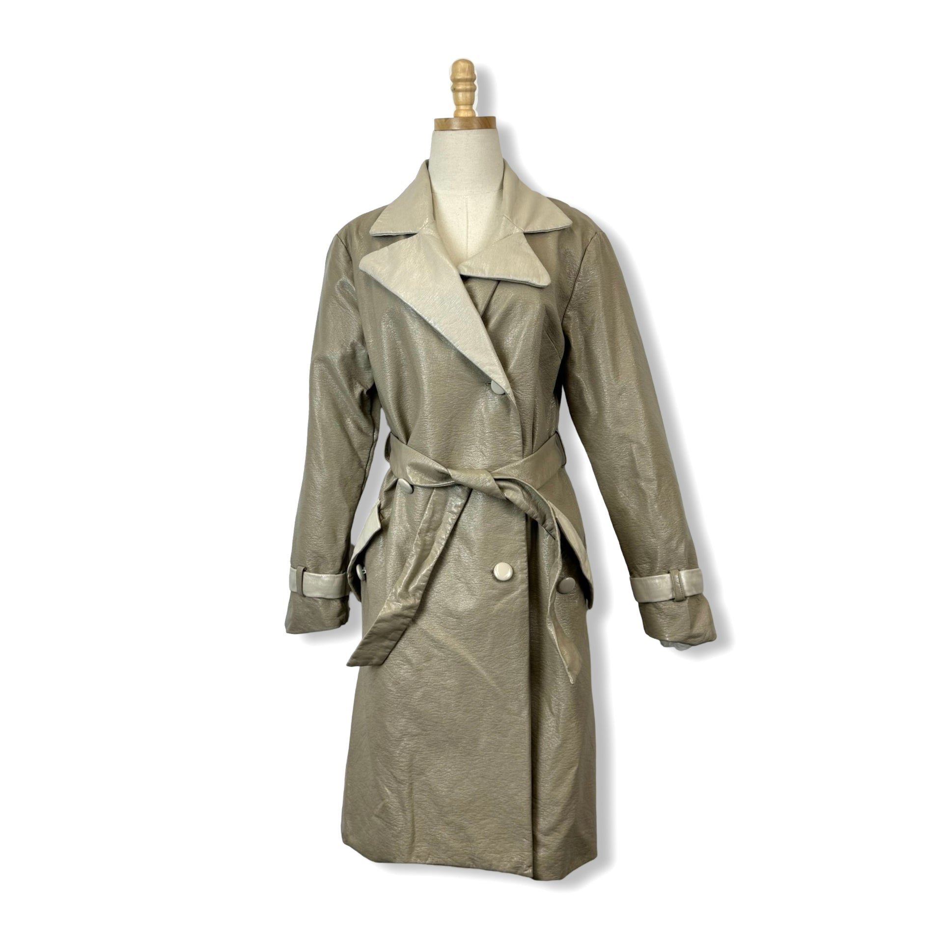 Hutch Colorblock Vegan Leather Trench Coat