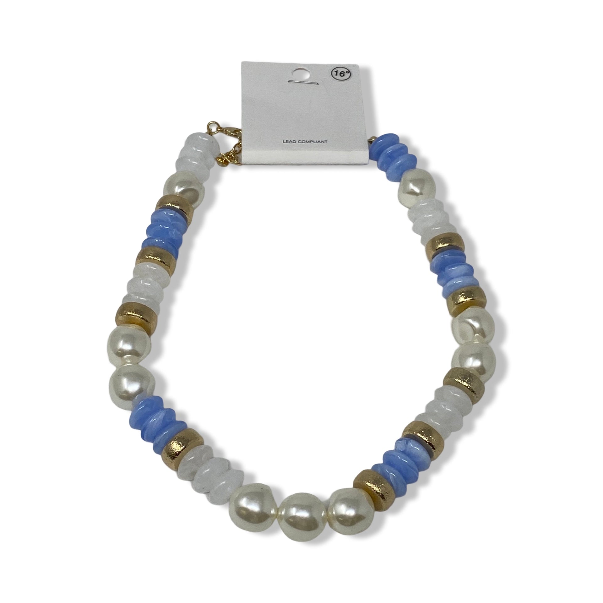 Faux Rondelle Pearl Beaded Necklace