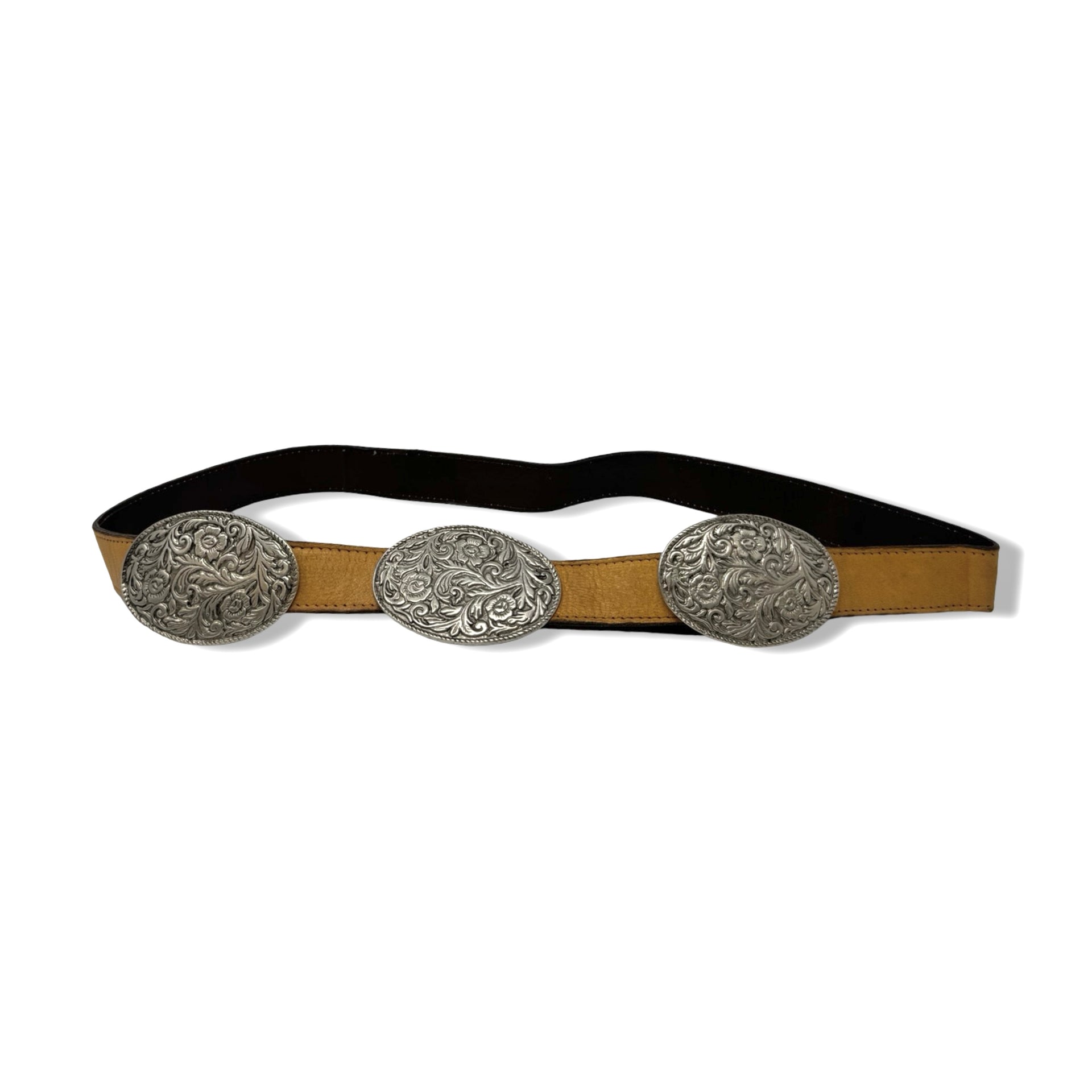 Vintage R.J. Graziano Floral Triple Buckle Thin Belt