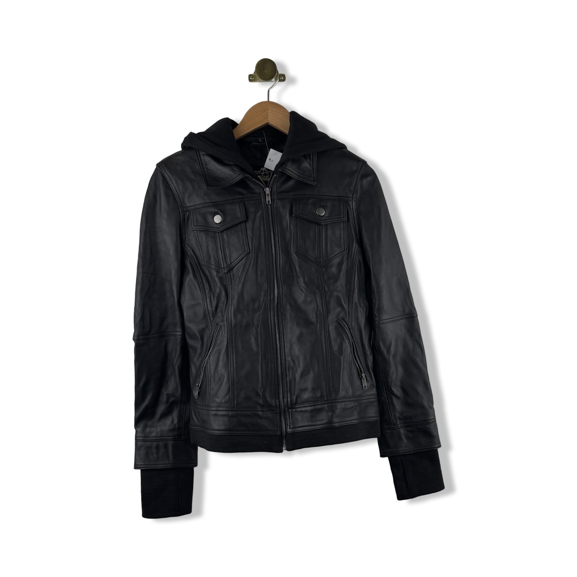 Real Leather Hooder Leather Jacket