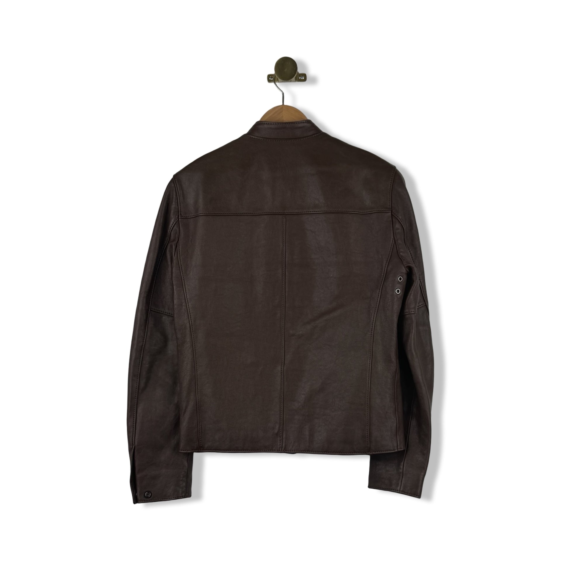 Coach Dark Fawn Leather Racer Jacket