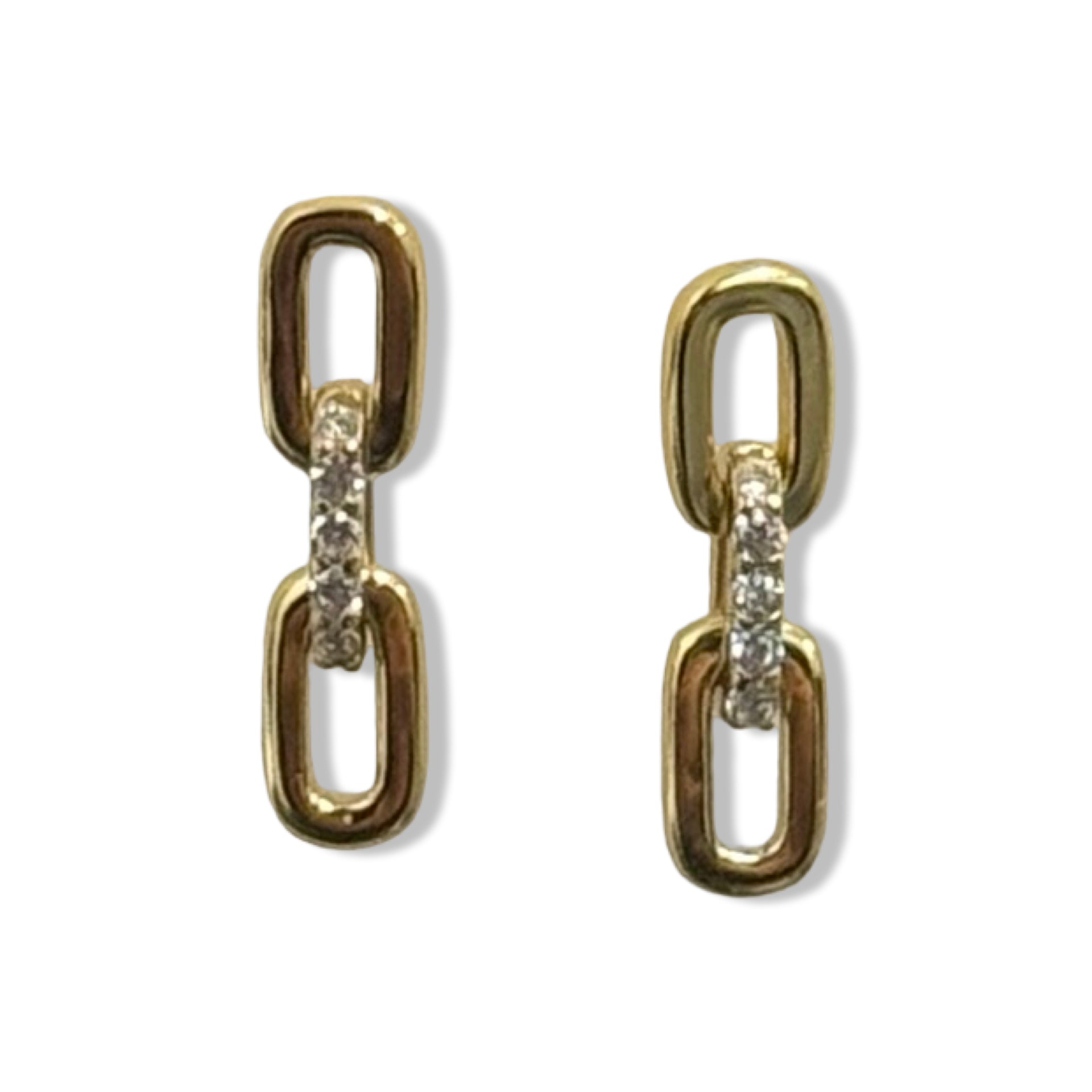 925 Link Chain Pave Drop Earrings